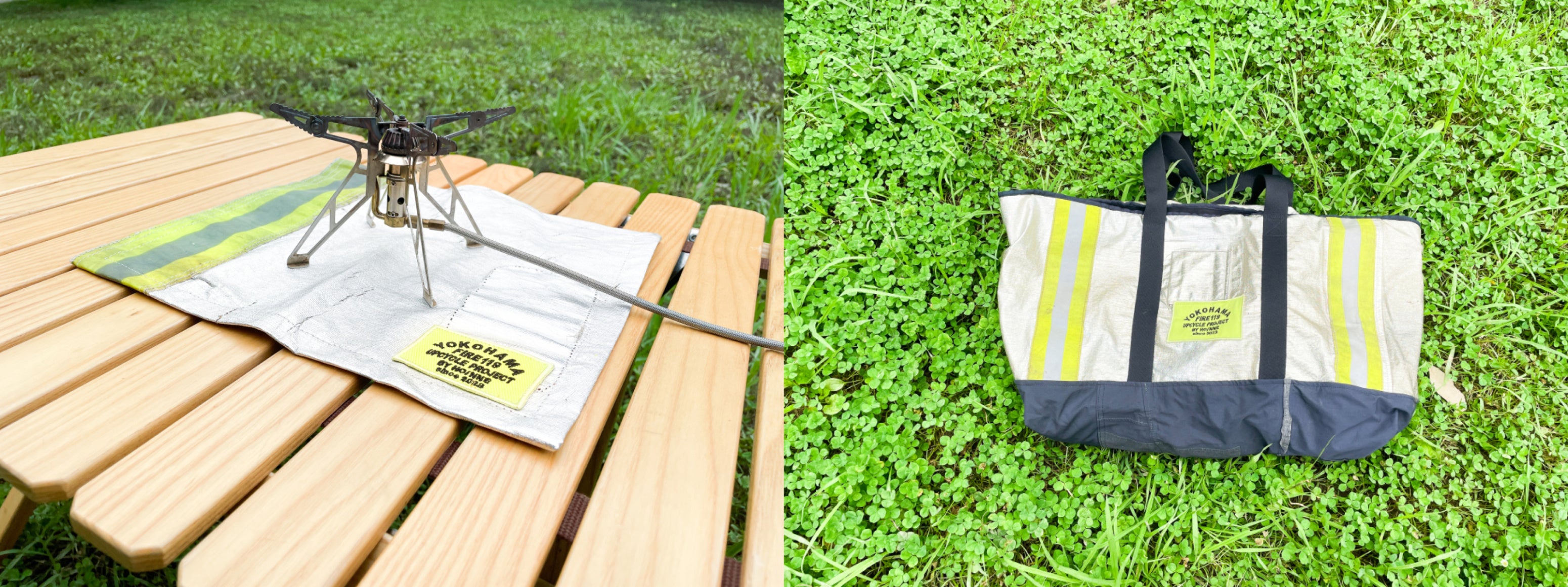 消防服リメイク焚火バッグ　トート　横浜消防 消防服リメイク焚火バッグ トート 横浜消防 - メルカリ