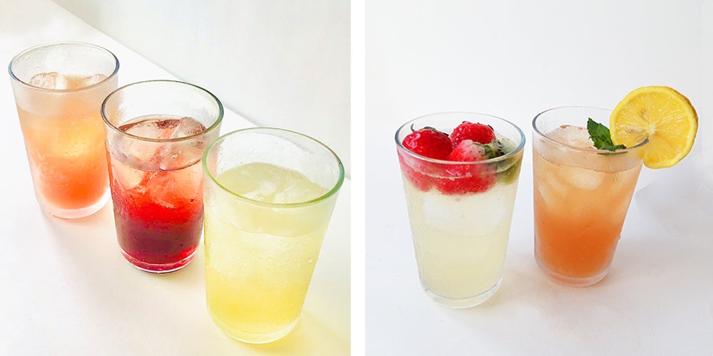 飲む酢の炭酸割　　　　　　　　　　　　　　　　　　　　　　フルーツやハーブを添えておしゃれに♪