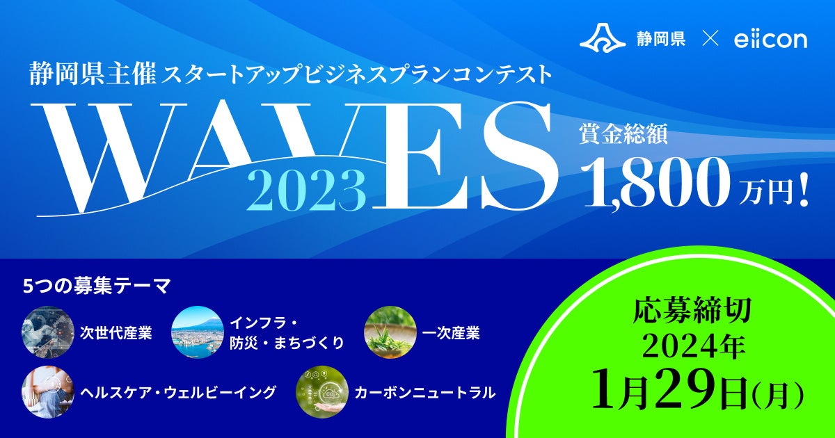 静岡県 × eiicon 『静岡県主催 スタートアップ ビジネスプランコンテストWAVES』