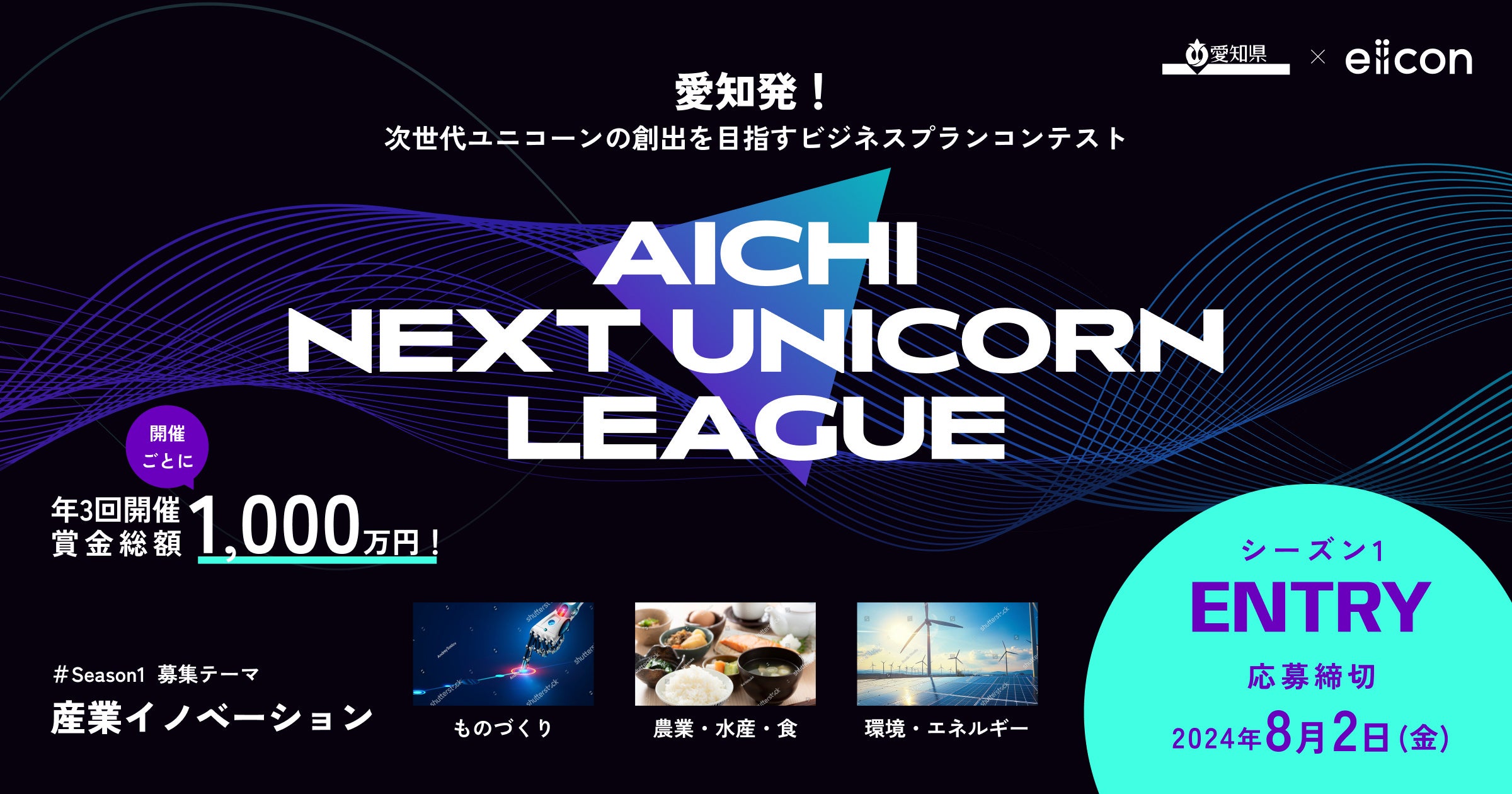愛知県から次世代ユニコーン創出を目指すビジネスプランコンテスト『AICHI NEXT UNICORN LEAGUE』 （主催：愛知県、運営：eiicon）