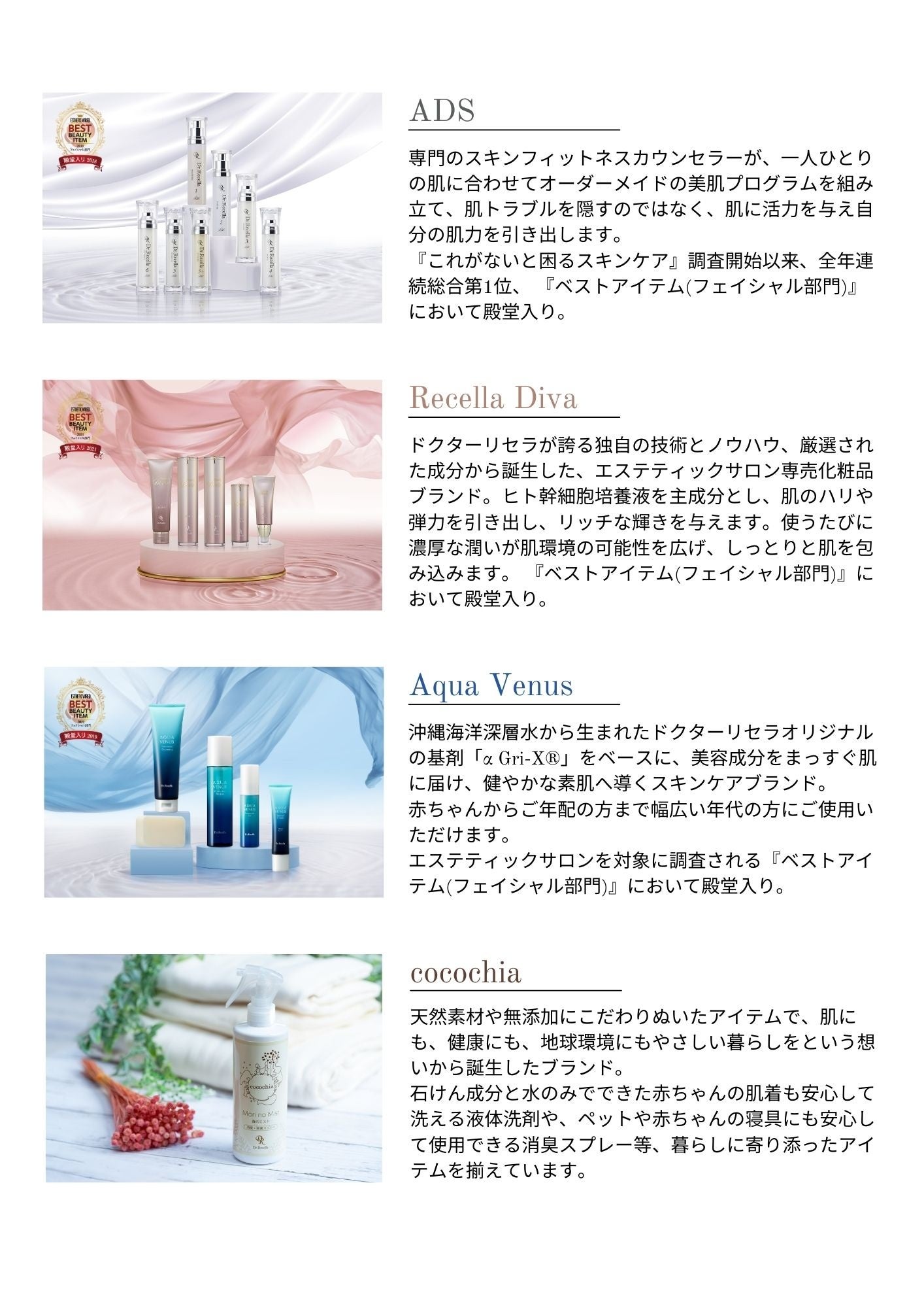 Dr.リセラADSシリーズ 1.洗顔 2.化粧水 3.美容クリーム 3.リセッター｜ADS｜ドクターリセラ