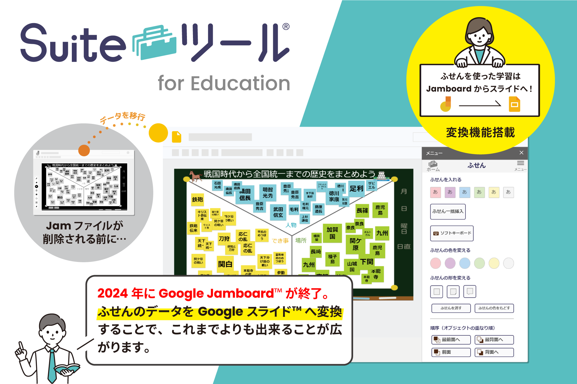 Google Jamboard™ 提供終了 Google スライド™ で“ふせん”を使った授業