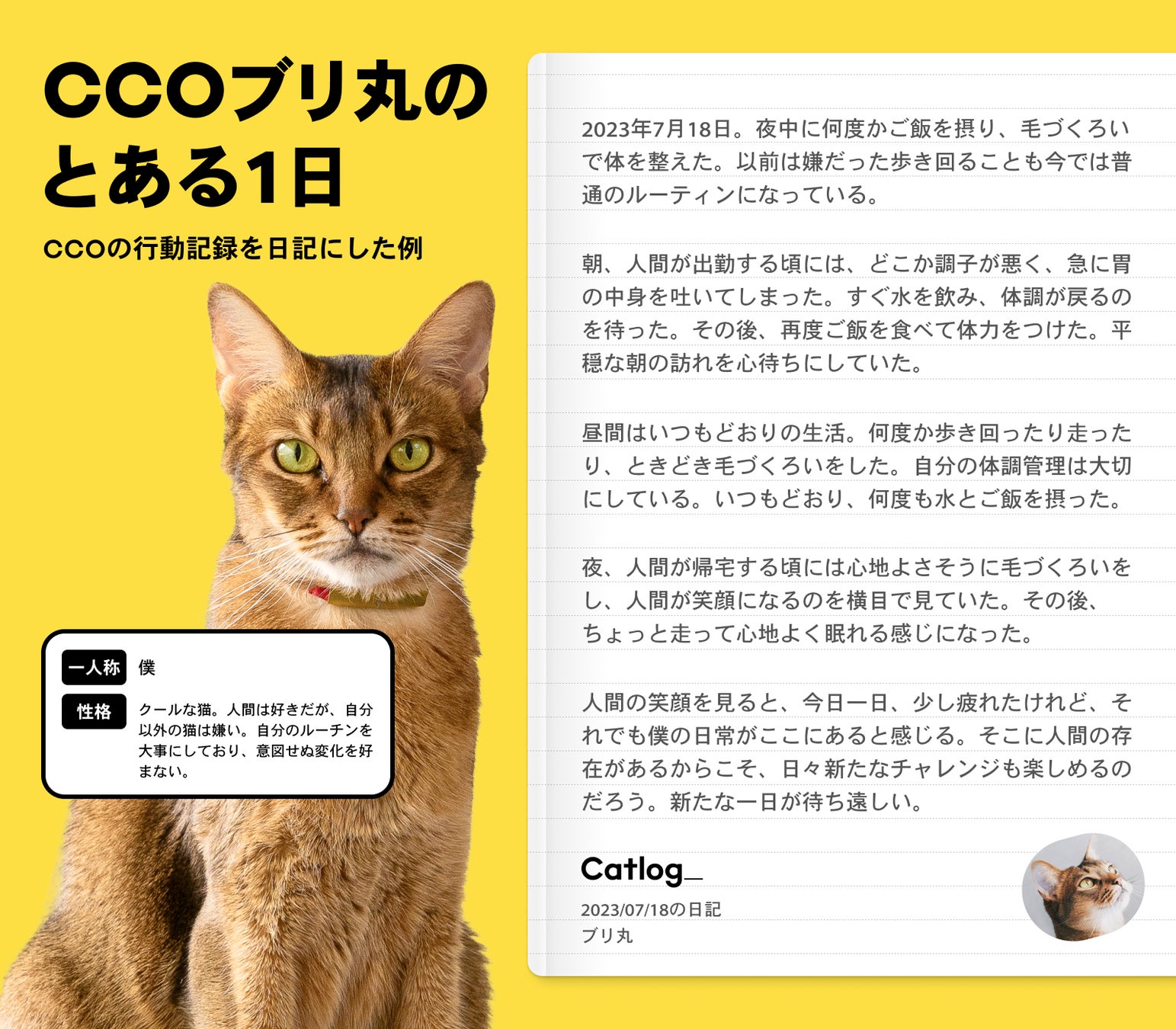 Catlog®のデータが猫様からの日記に!猫様から飼い主さんにあて Catlog®のデータが猫様からの日記に!猫様から飼い主さんにあて
