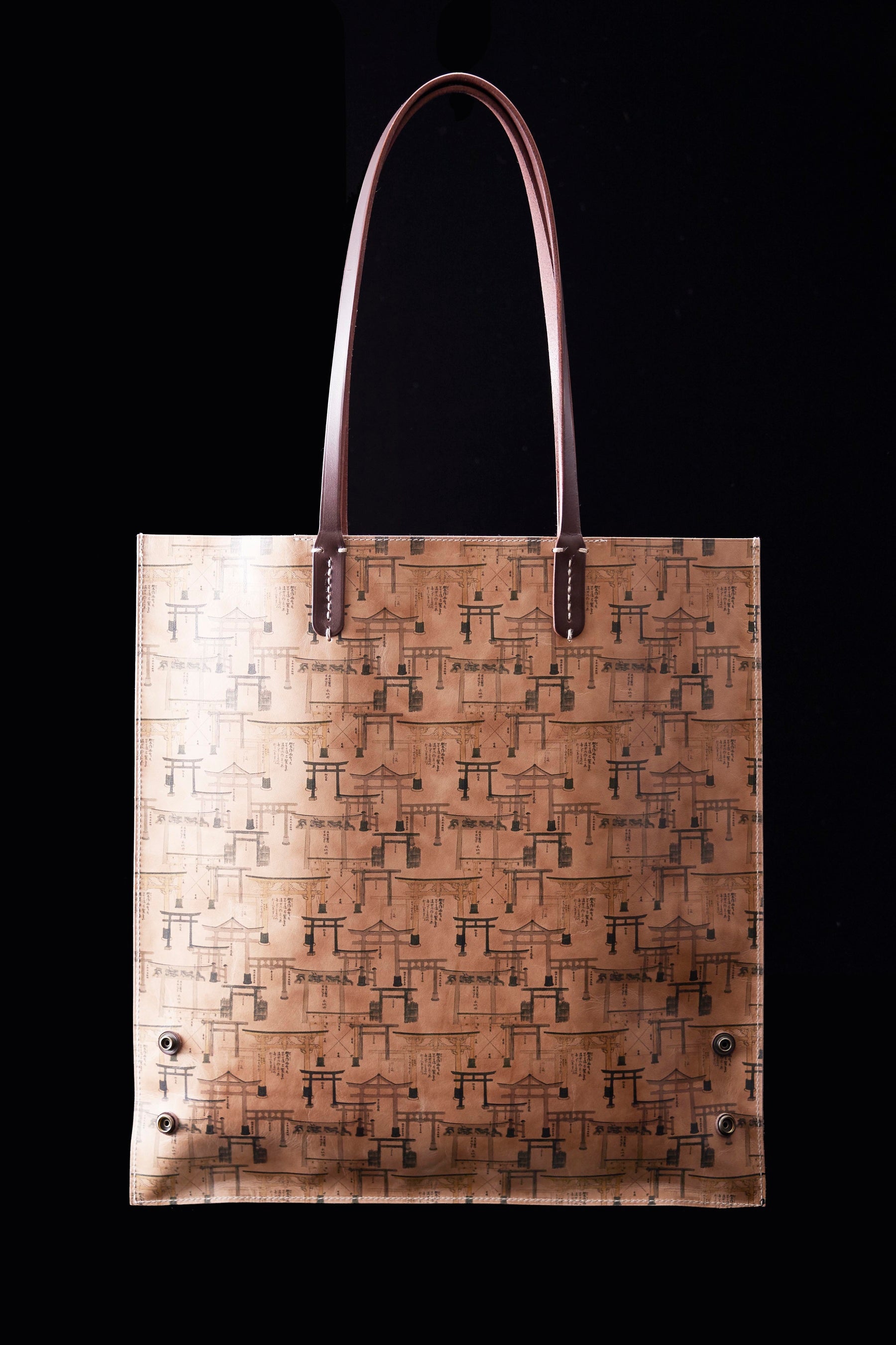 葛飾北斎画[北斎漫画]より　第五篇鳥居・第十四篇オオカミをアレンジしたトートバッグ