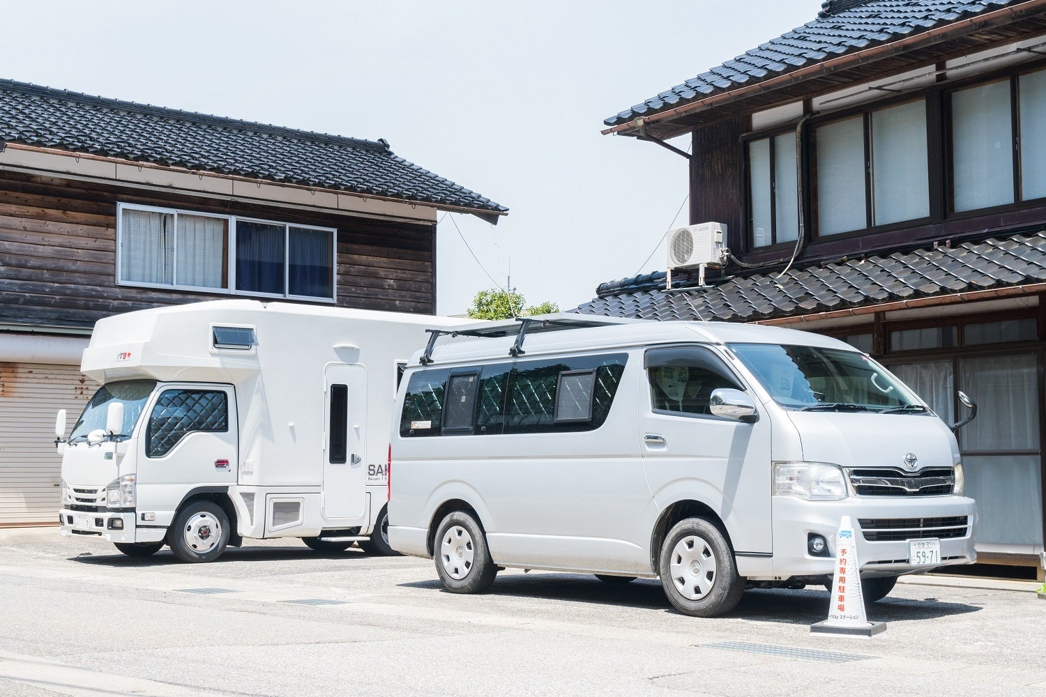 Carstay車中泊スポットには専用のコーンが設置される