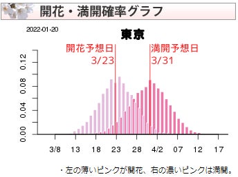 (桜の開花・満開確率の表示例)