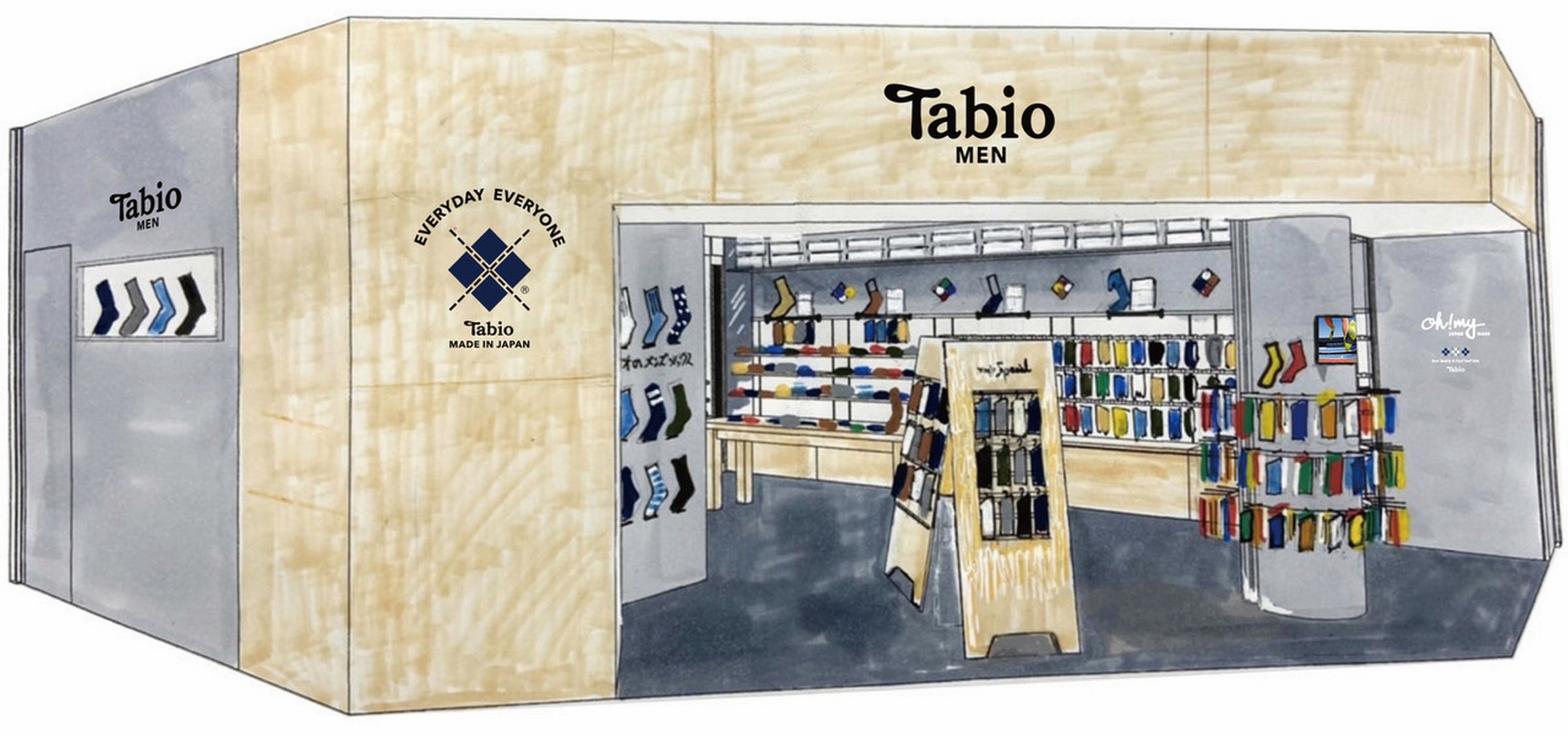 もっとカジュアルに! Tabio MEN阪急三番街店、10月1日(土)リニューアルオープン | タビオ株式会社のプレスリリース