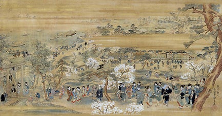 歌川国貞（３代豊国）　「隅田川東岸花見図」 文化～天保頃（1804～43）　東京都江戸東京博物館蔵