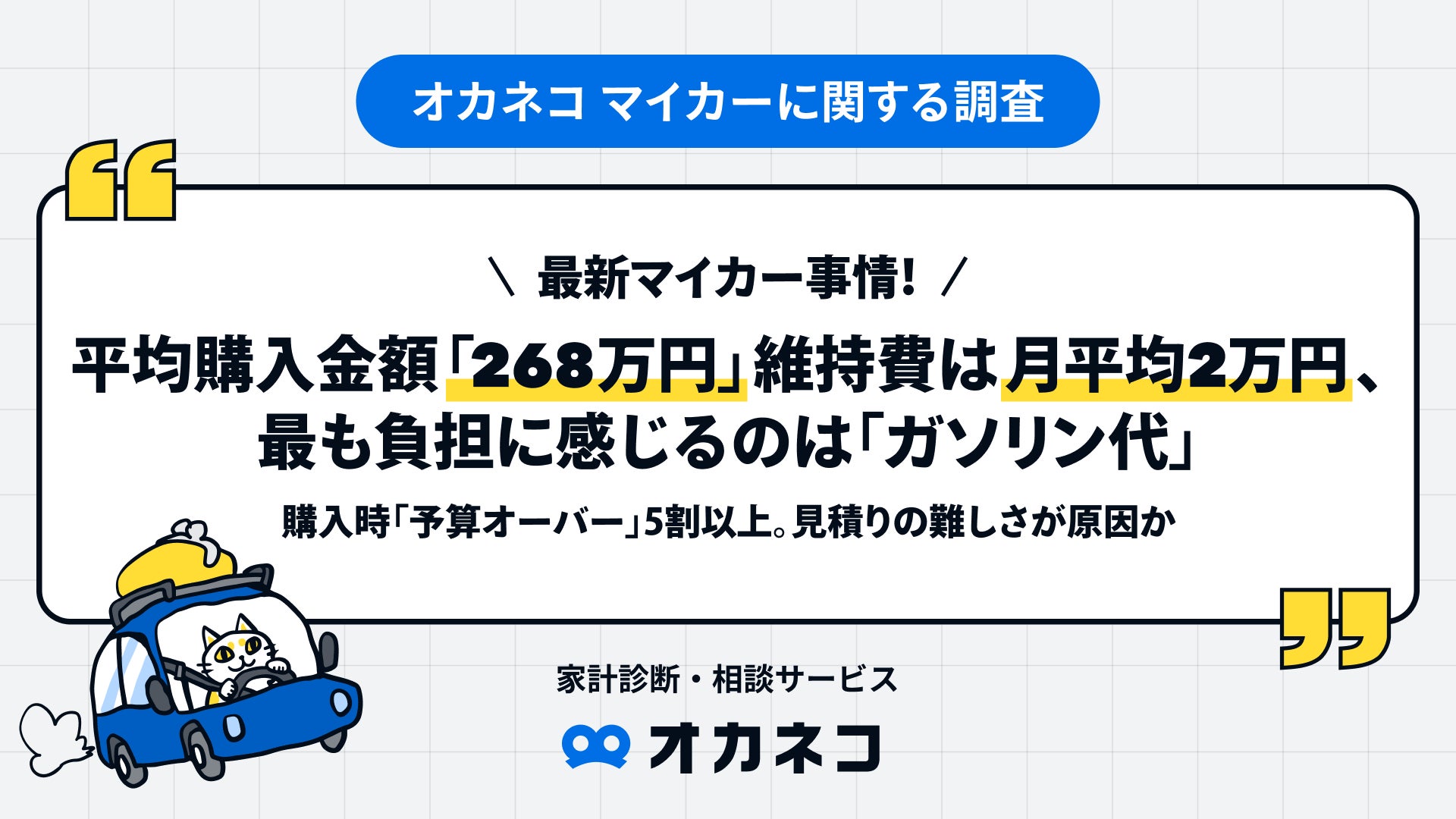 最新マイカー事情!平均購入金額「268万円」維持費は月平均2万円、最も 最新マイカー事情!平均購入金額「268万円」維持費は月平均2万円、最も