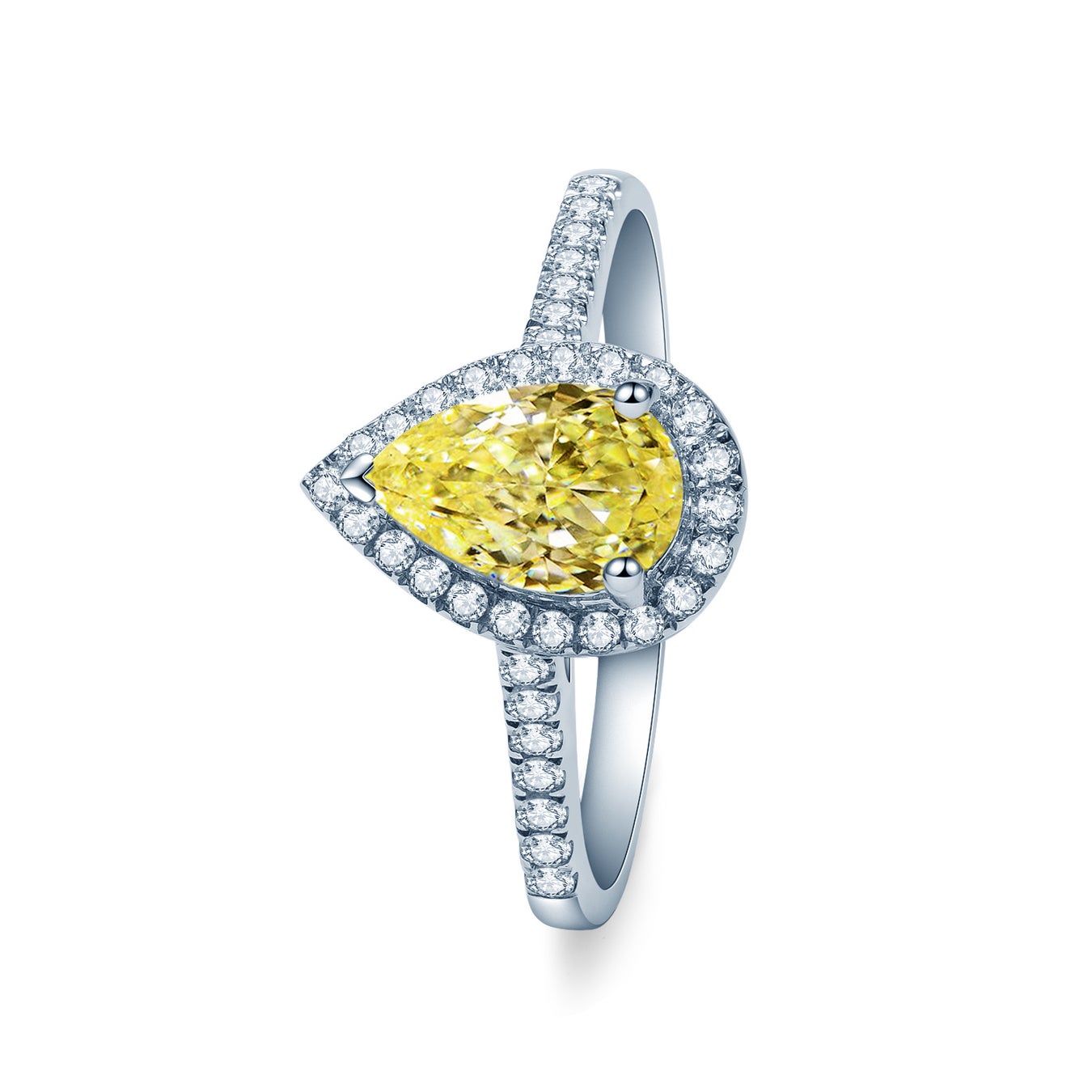 イエローモアサナイト ペアシェイプ ヘイロー リング RI451