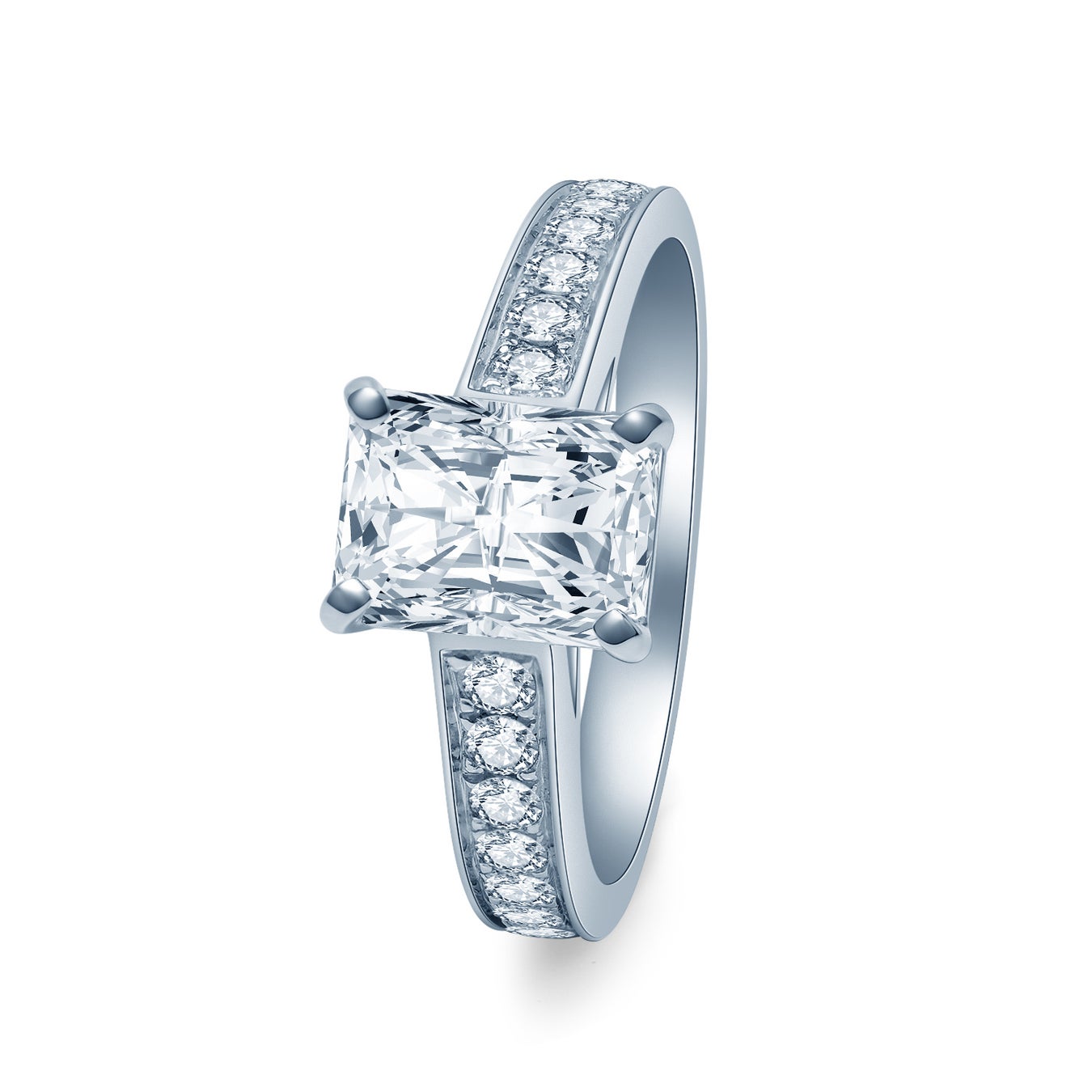 ラディアントカット ソリティア レールアーム リング RI448