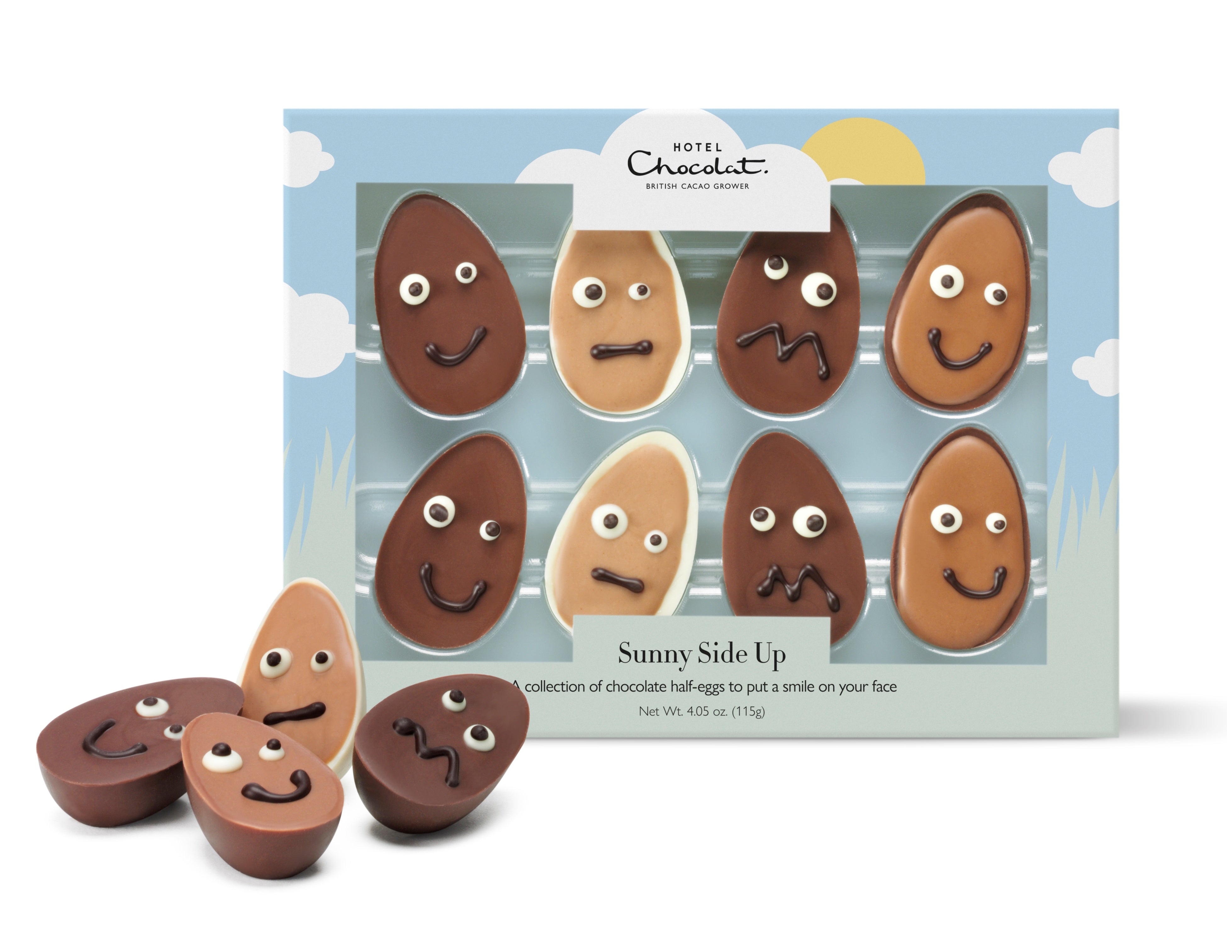 サニー サイド アップ ¥2,000（税込）（8個入）  ユーモラスな表情のハーフエッグに、思わず笑顔がこぼれそう。