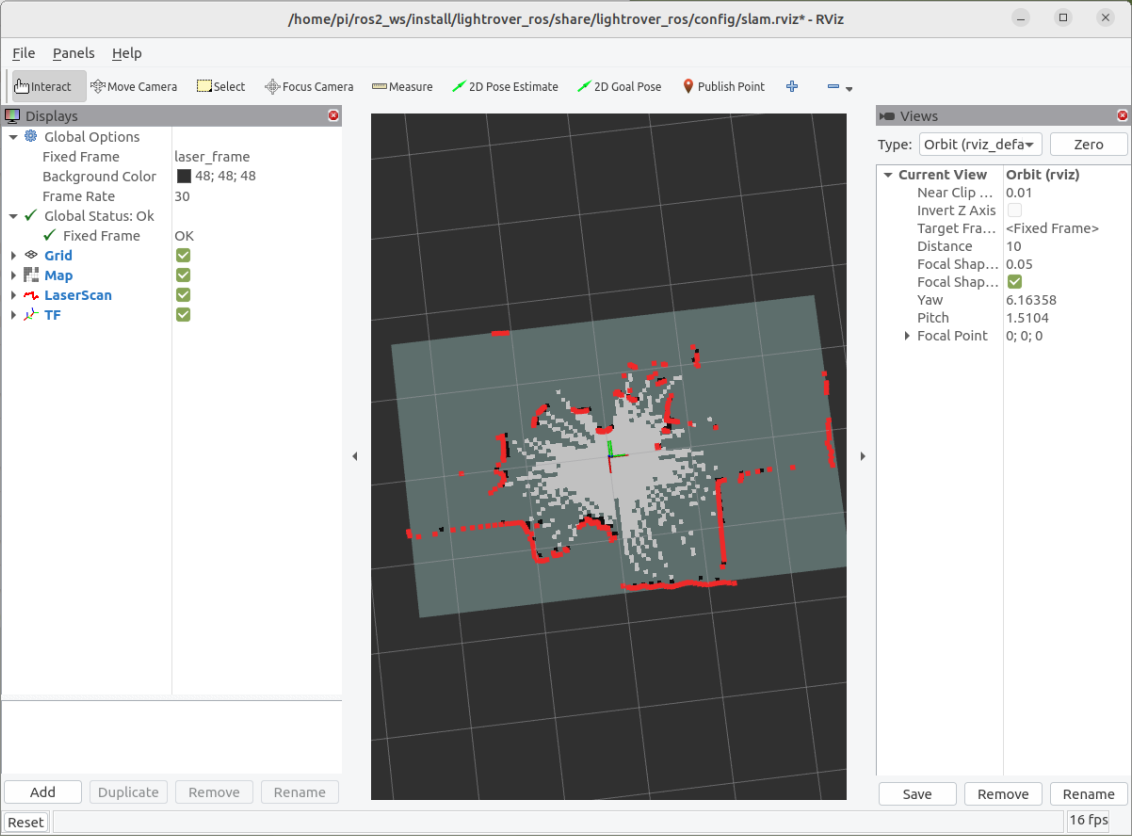 slam-toolboxによるSLAMの実行例
