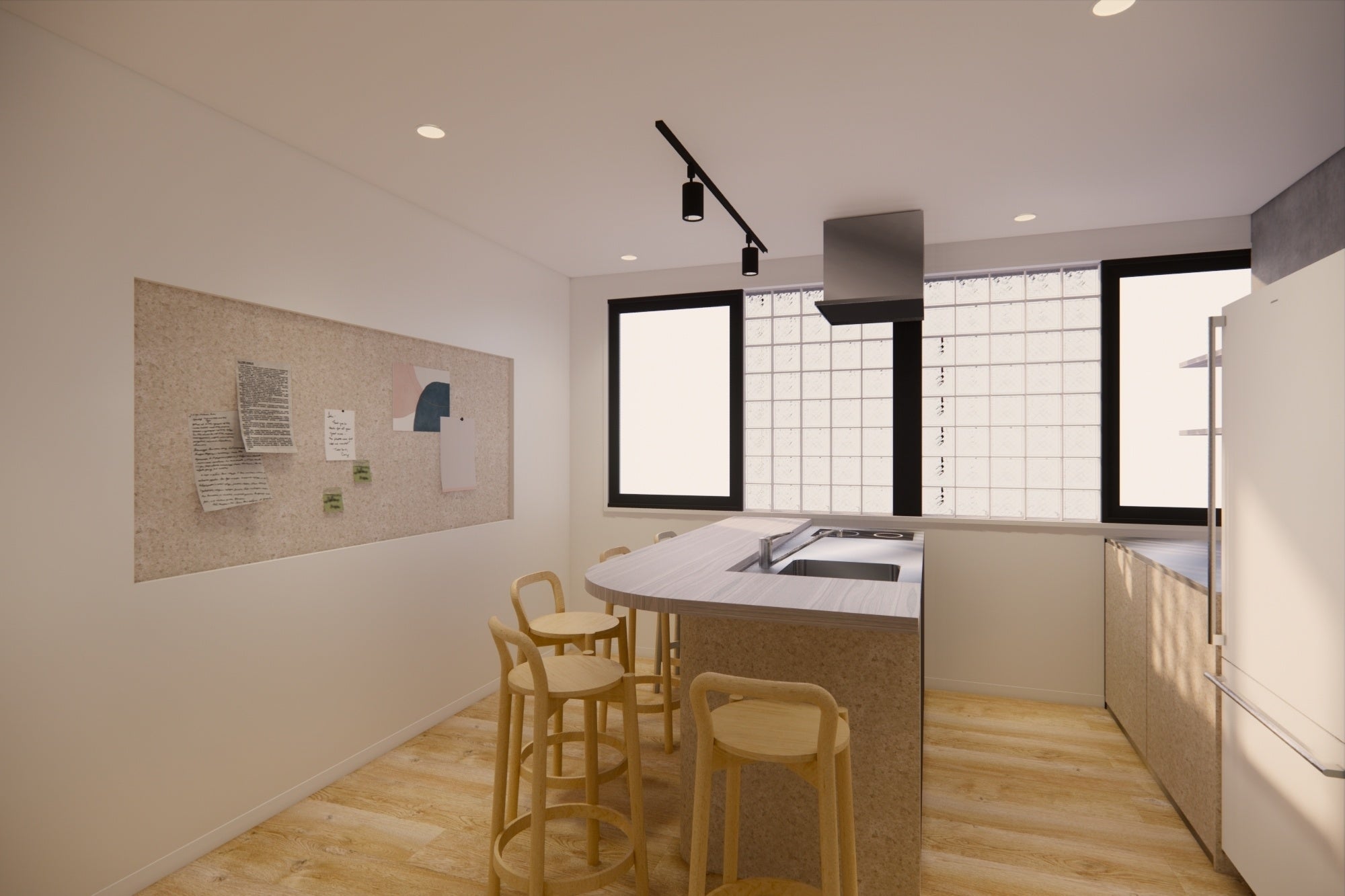 5F シェアレジデンス共用部パース（完成イメージ）