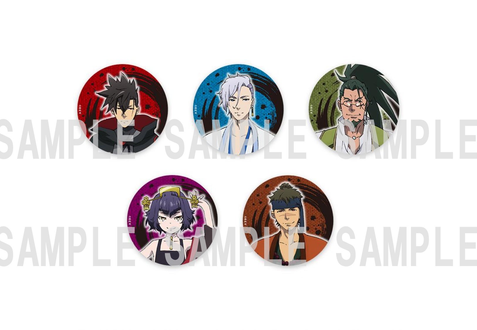 缶バッジ（雷蔵／幽烟／徹破／鳰／惣二） 税込各６００円