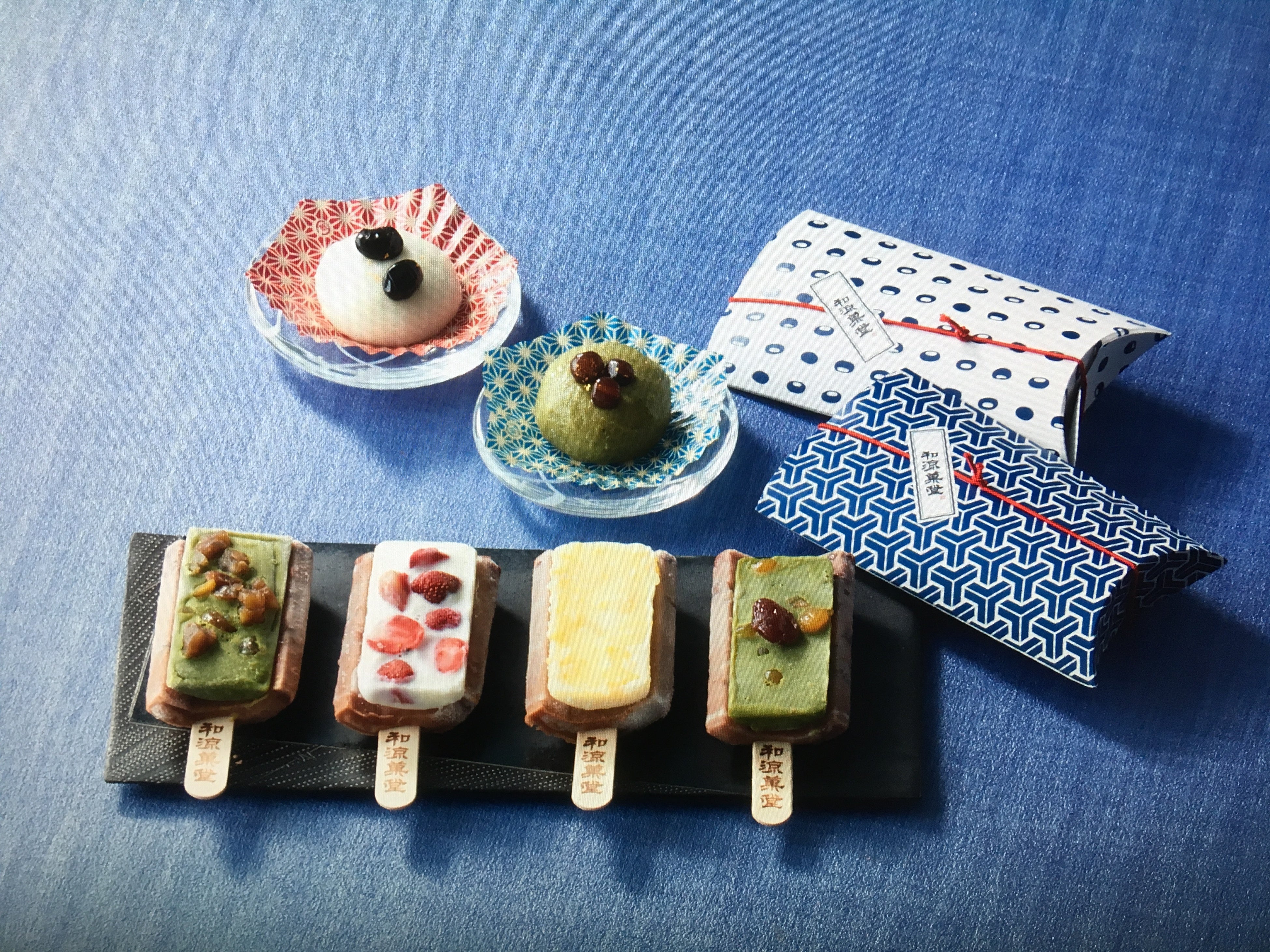 ●涼菓バー4種（栗と抹茶、苺、柚子、豆と抹茶）&nbsp; ●もち涼菓2種（苺、黒豆）