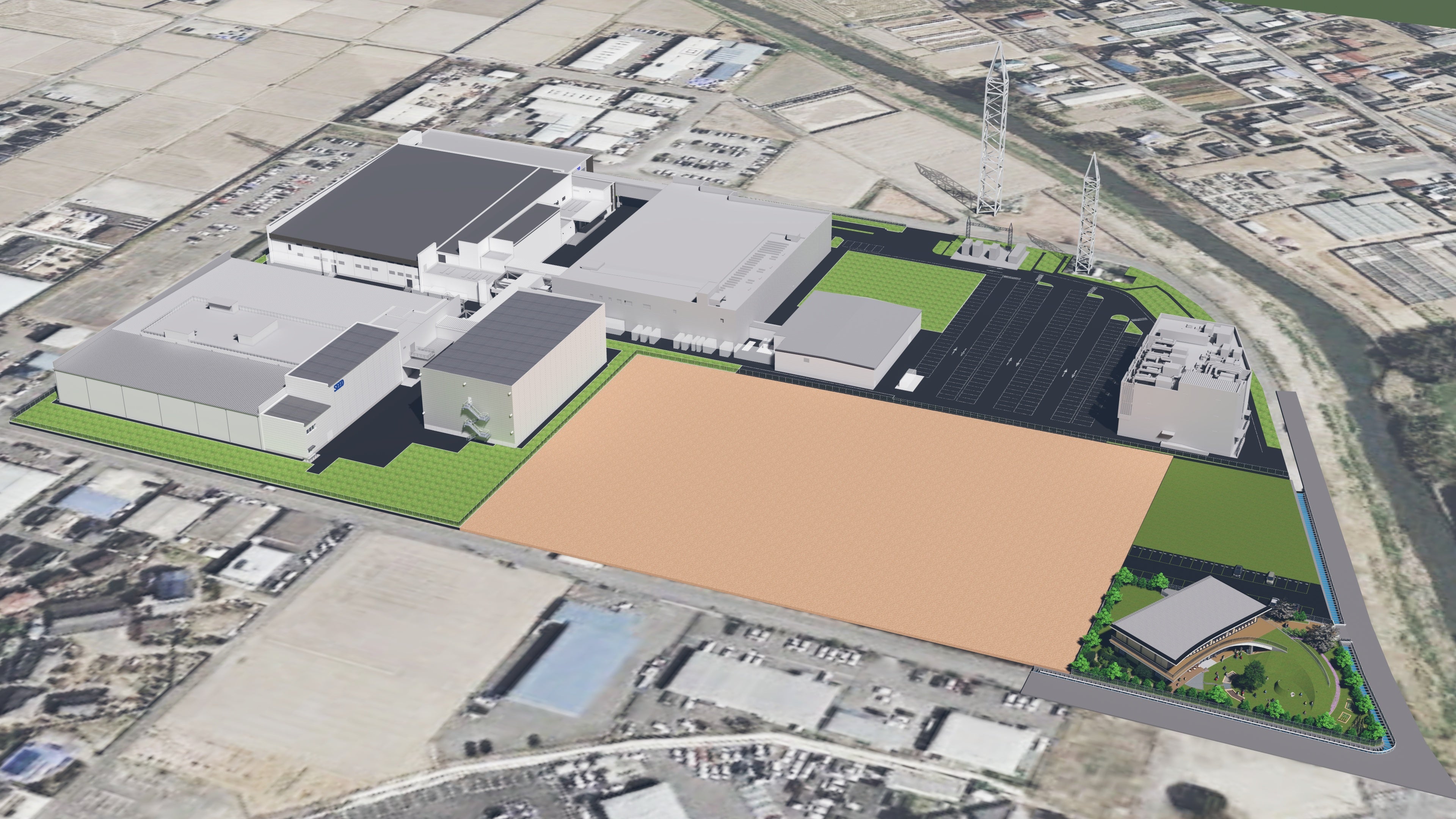 ２号棟別館含めたシード鴻巣研究所全体の鳥瞰図