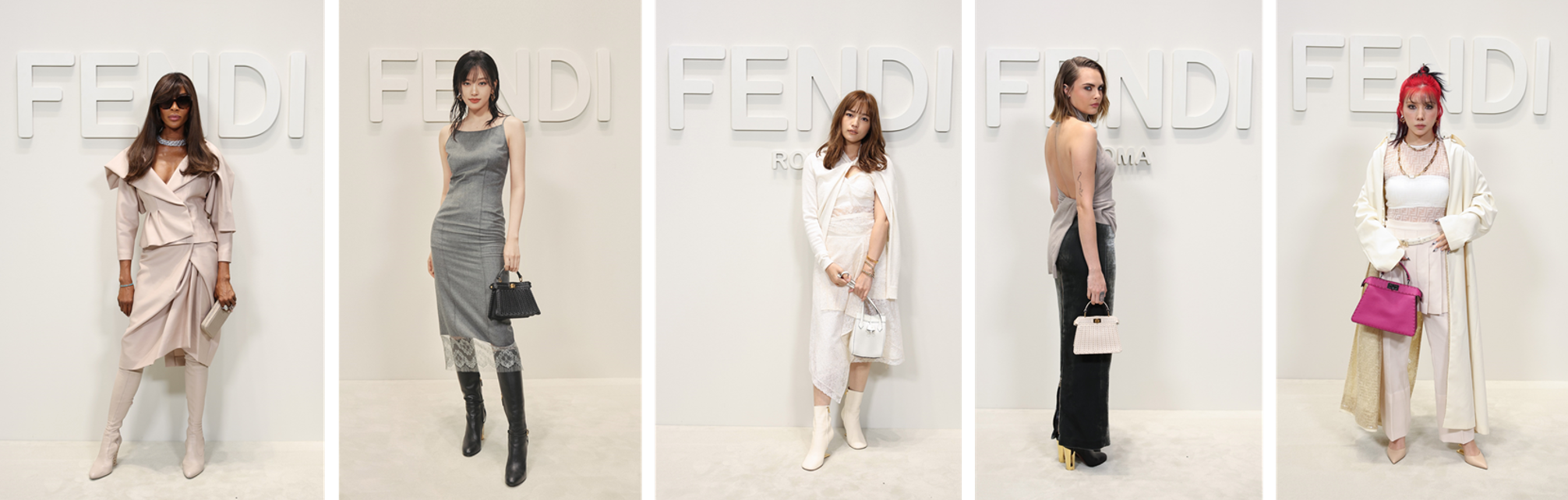 左から：ナオミ・キャンベル、アン・ユジン、川口春奈、カーラ・デルヴィーニュ、仲里依紗