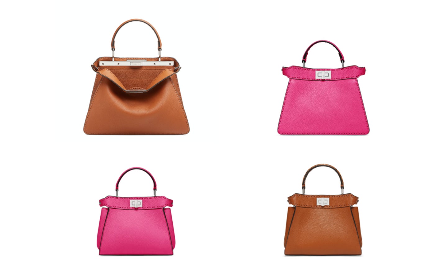 ぴこぴ様 FENDI ピーカブー ミニ スモール セレリア レザー ハンドバッグ フェンディ、アイコニックなステッチが際立つセレリアレザーの