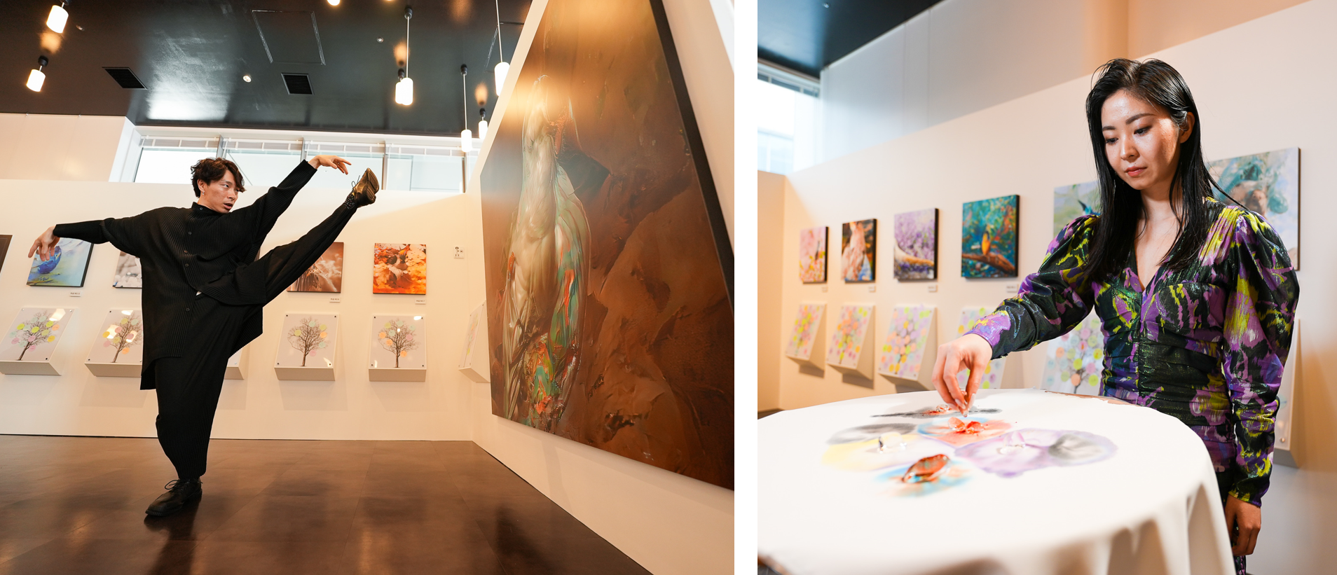 左）東京シティ・バレエ団 中弥智博氏　右）氷染めアーティスト SAYAKA ASAI氏