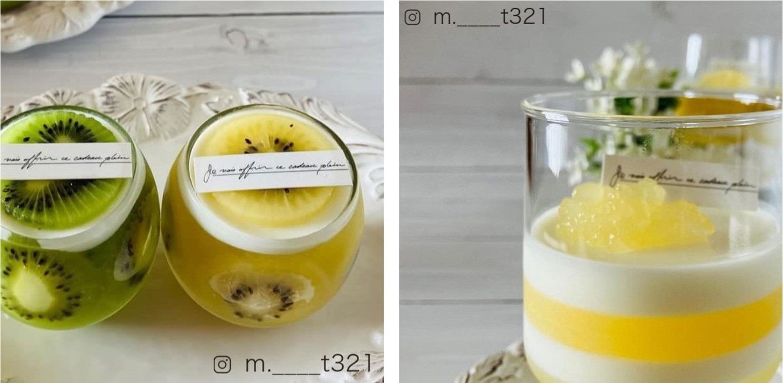 キウイパウダーを使用したゼリー各種