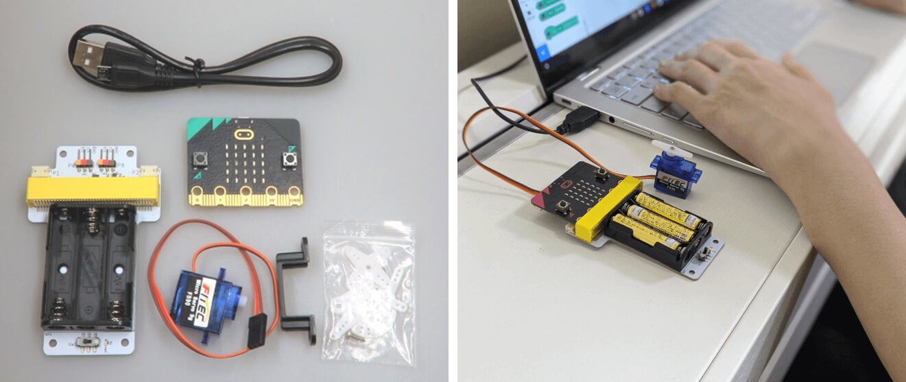 マイクロビットを使ったプログラミングの様子(写真提供:Switch Education)