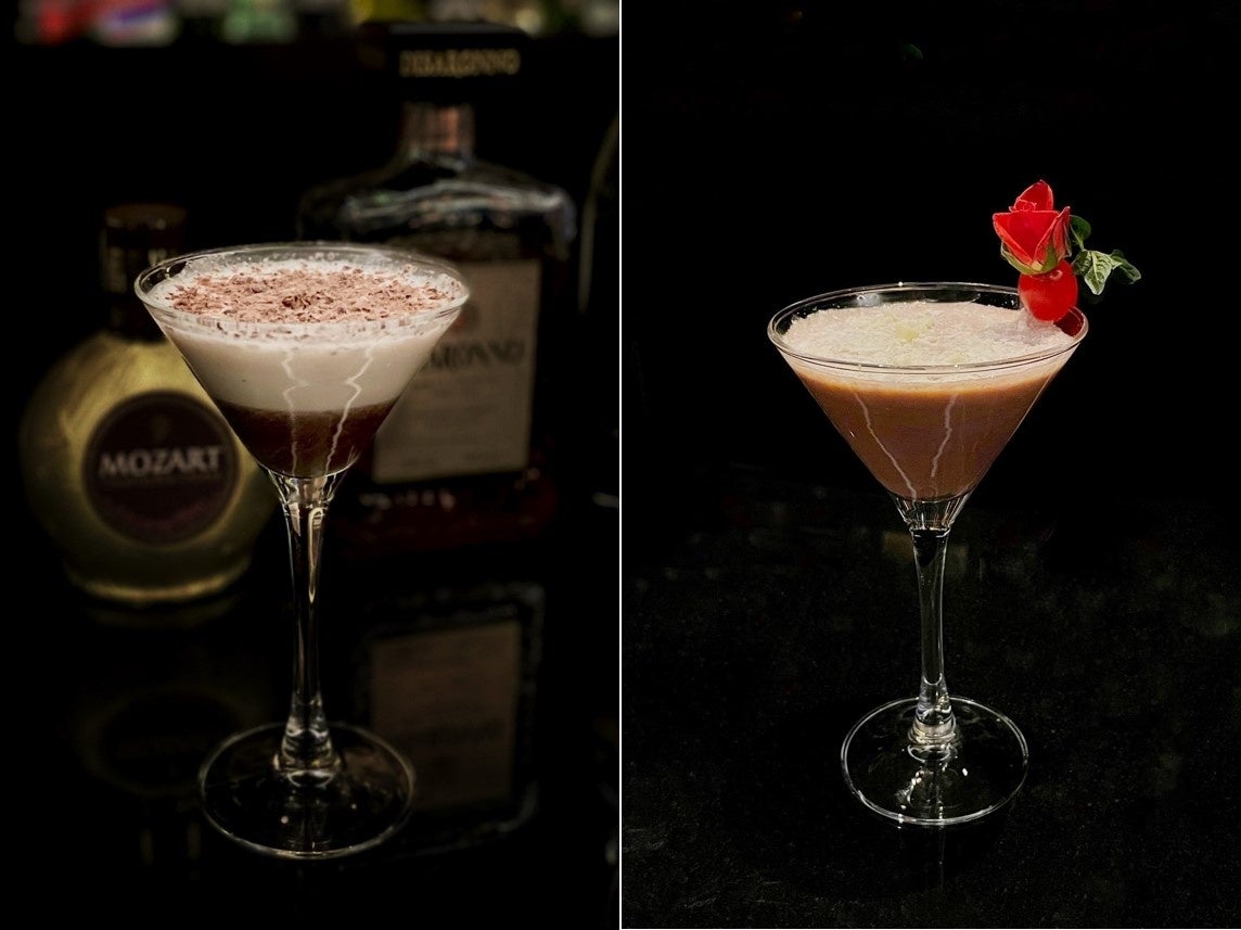 （写真左）バレンタイン限定カクテル「チョコラータ」（写真右）バレンタイン限定カクテル「プチトレアノン」