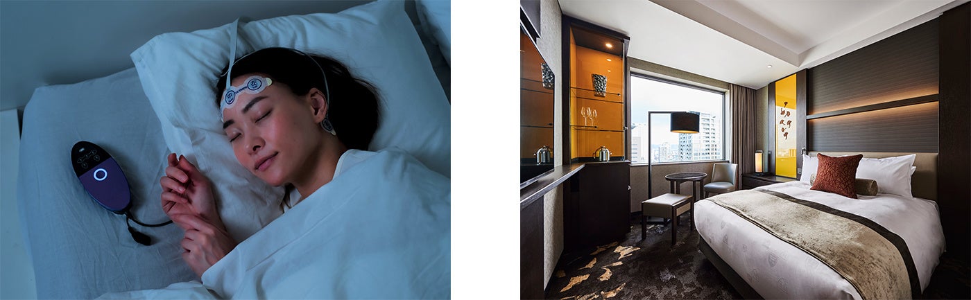 （左）睡眠計測サービス「InSomnograf」 （右）コンフォートダブルルーム