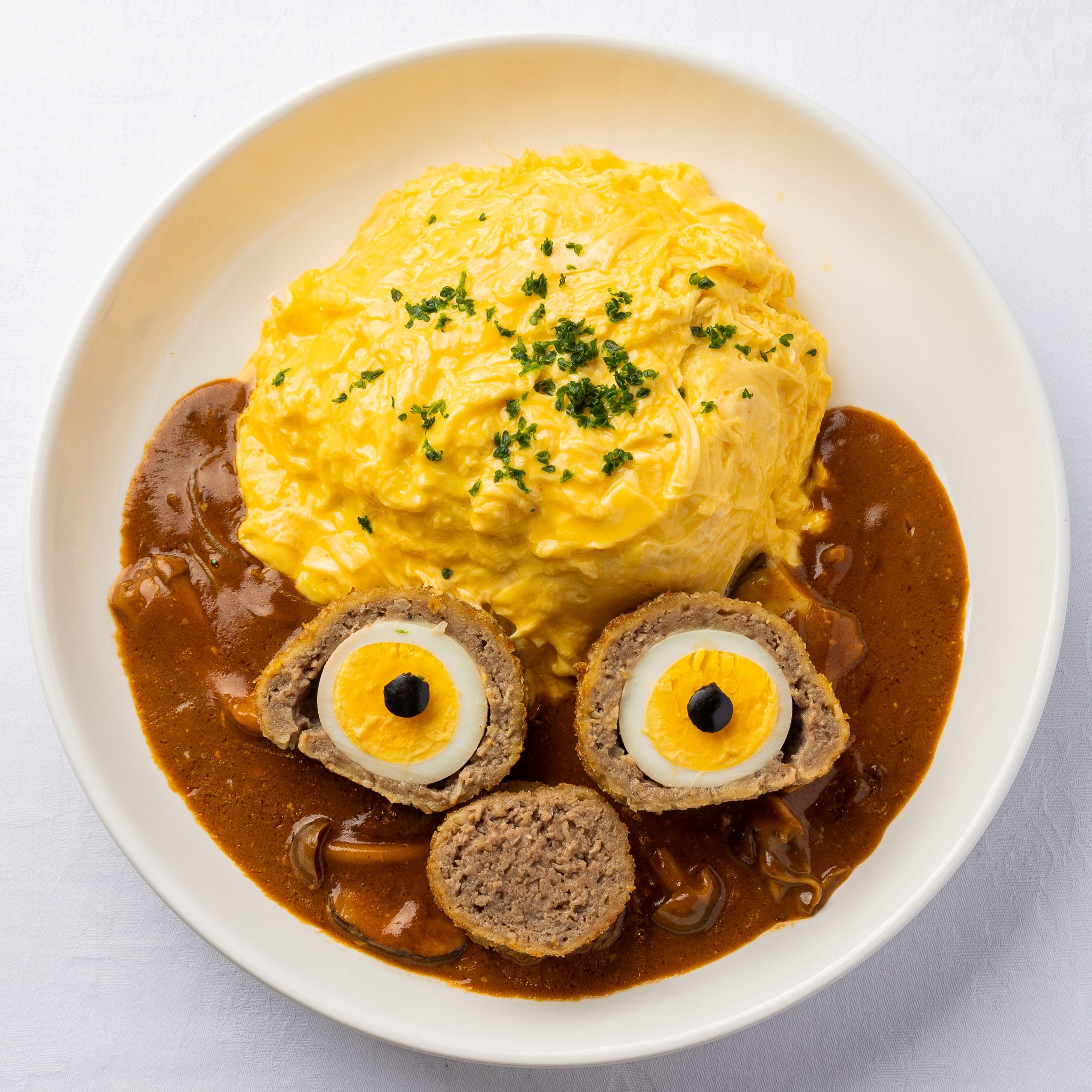 目玉風スコッチエッグのオムライス