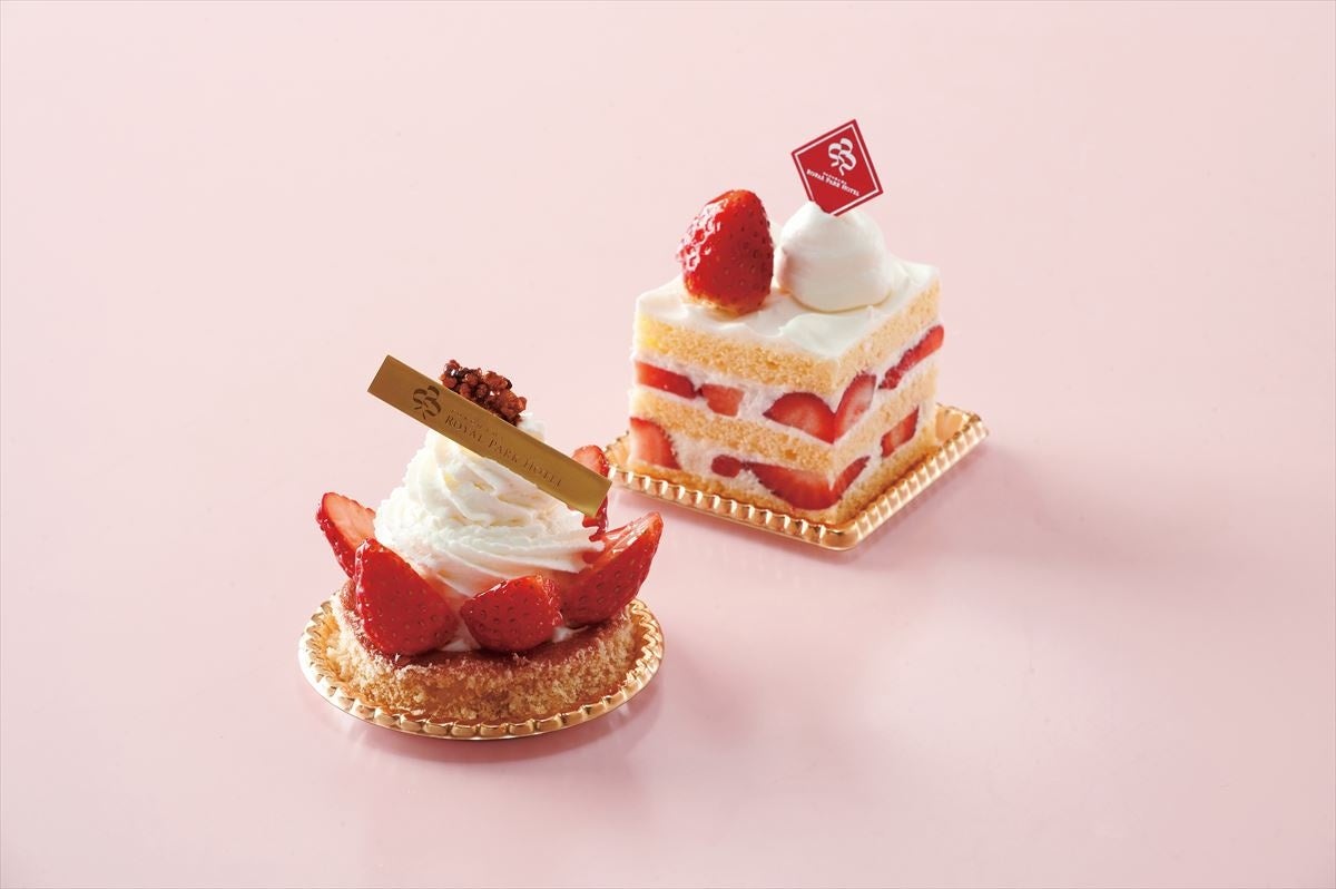 写真上から:あまおうスペシャルショートケーキ/いちごタルト