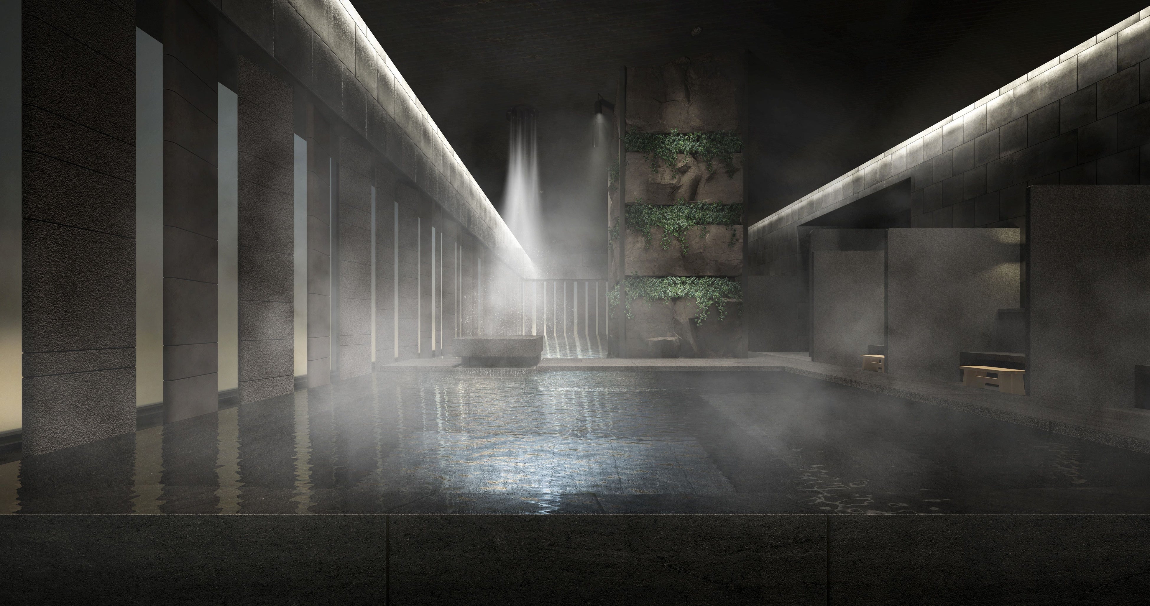 九州の渓谷をイメージした大浴場