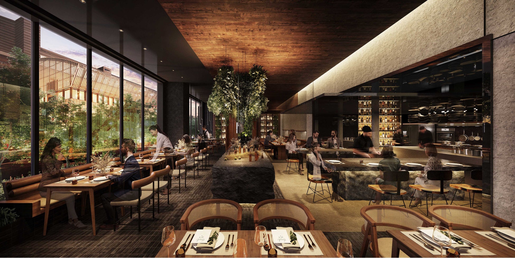 九州の食材を薪焼きで提供するレストラン