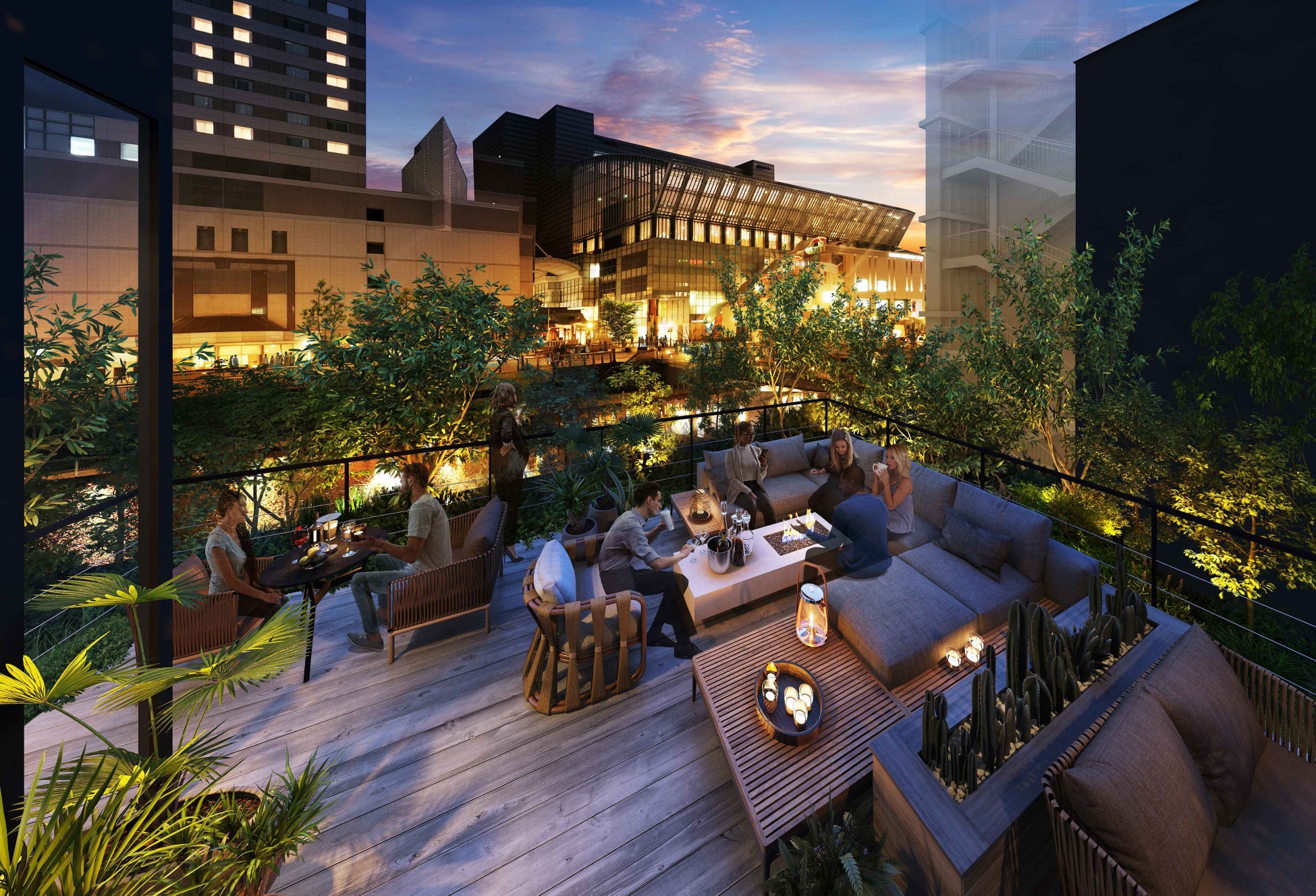 博多川を望む、キャンバスラウンジのテラス席