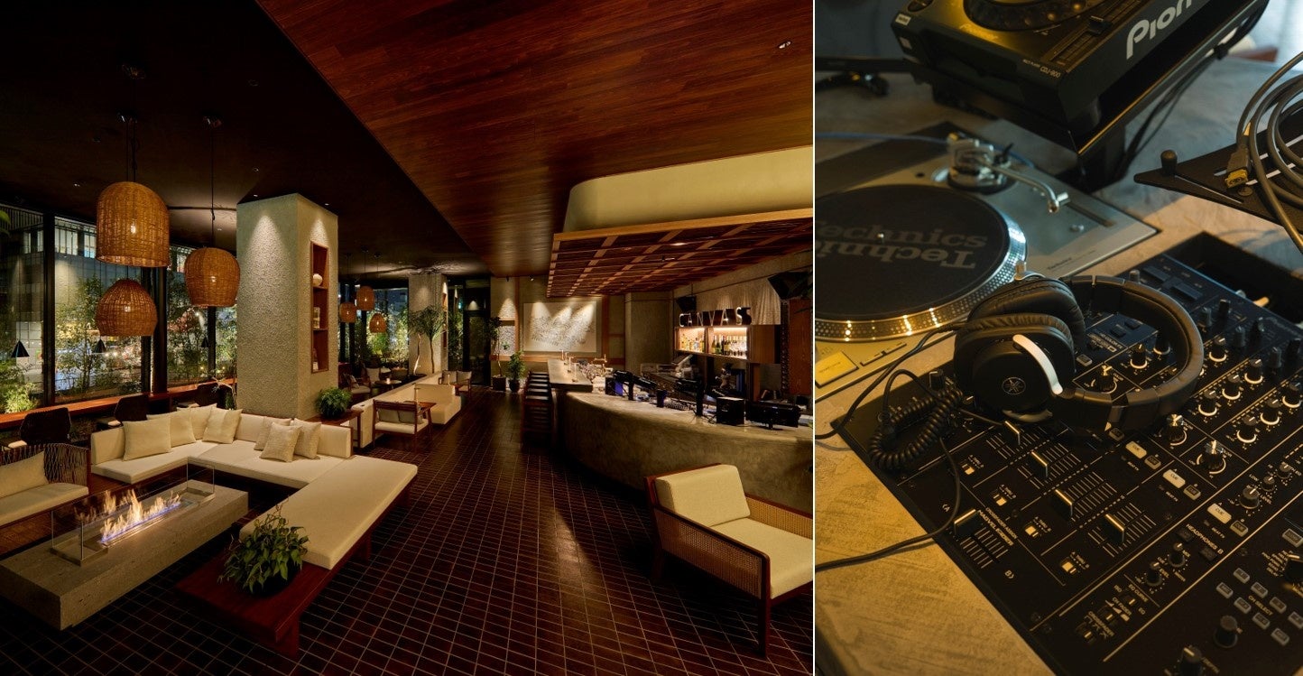 (写真左から)「CANVAS COUNTDOWN PARTY 2023-24 by OTOJIRO」を開催する キャンバスラウンジ、刺激的なダンスミュージックを奏でる DJブース