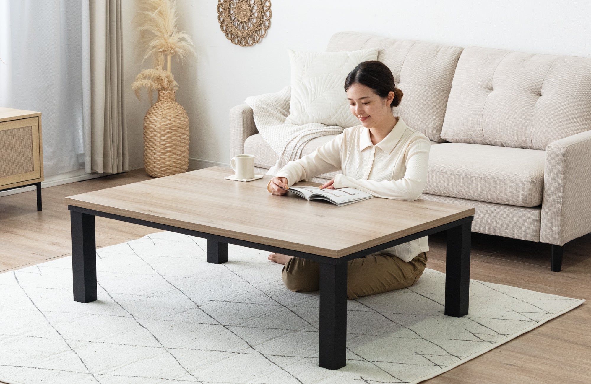 新品☆家具調こたつ 北欧風 継脚 シンプルデザイン おしゃれ リビングテーブル コタツテーブル 単品 こたつ テーブル 120×75cm 長方形 継ぎ脚