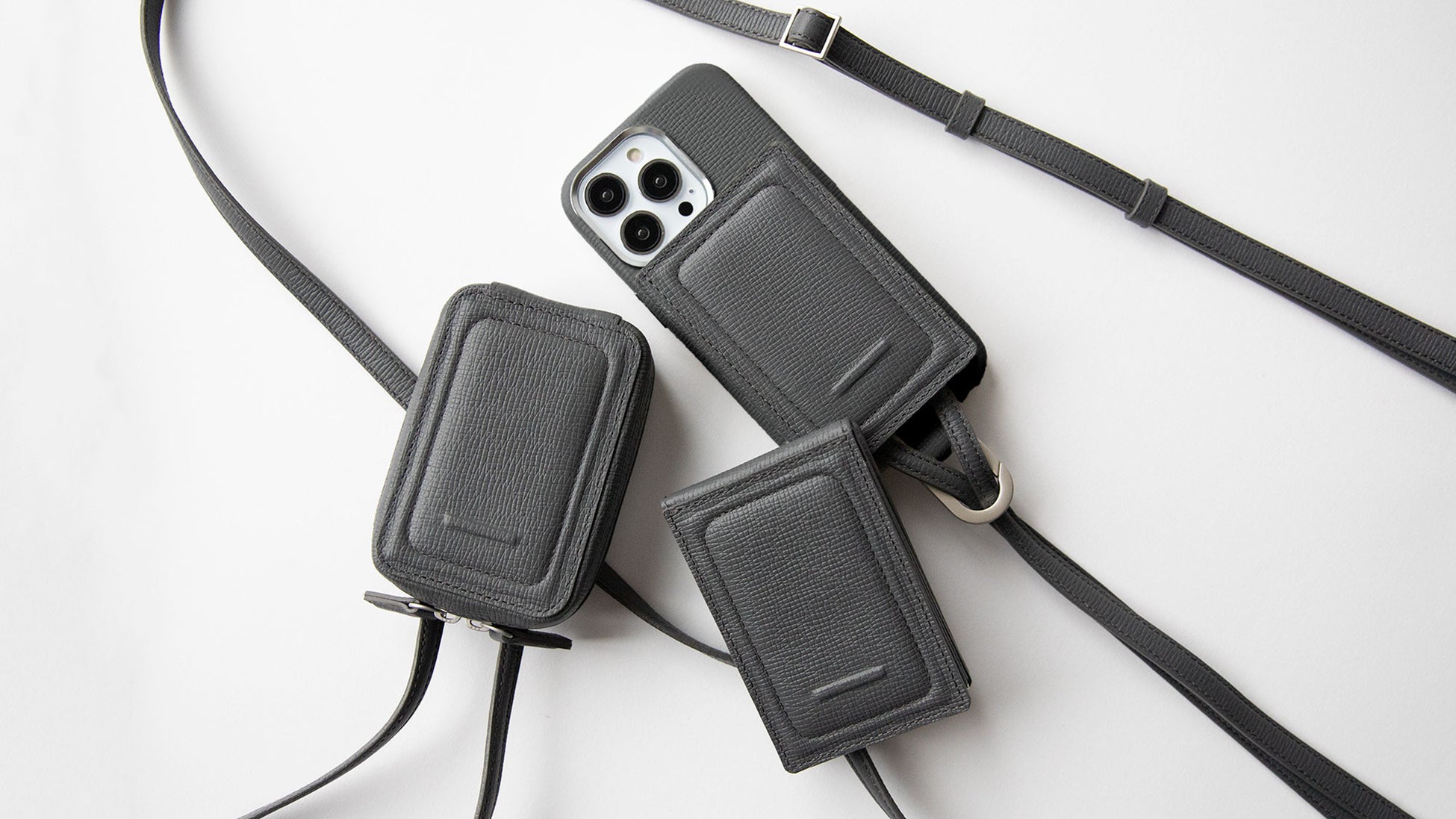 アジャスタブルレザーストラップ + iPhoneケースセット 新色グレー