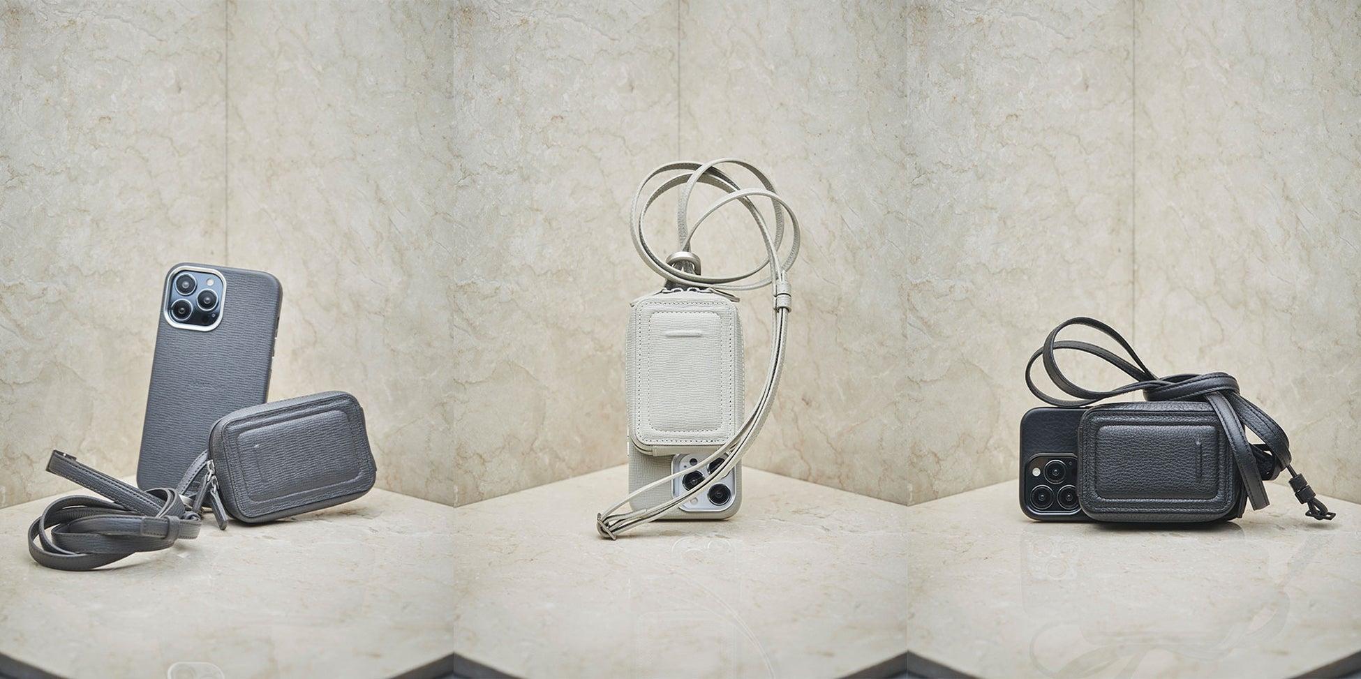 アジャスタブルレザーストラップ + iPhoneケースセット - マイクロバッグ