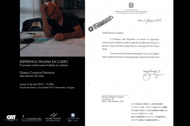 元イタリア大統領よりの感謝状