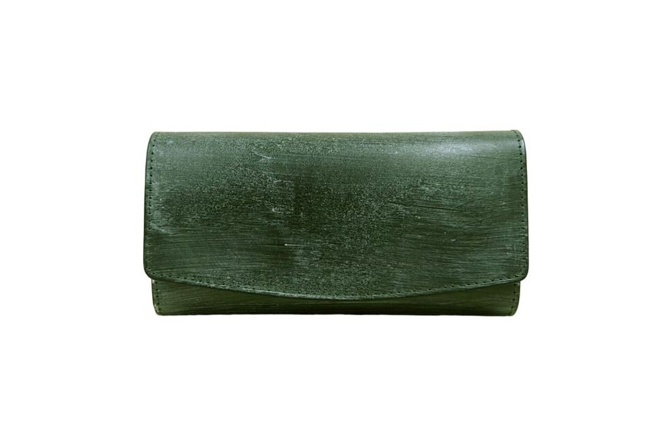 BRIGHTON Oak Bark Flap Long Wallet GREEN