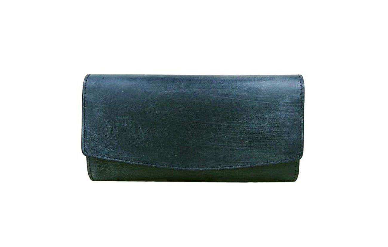 BRIGHTON Oak Bark Flap Long Wallet NAVY