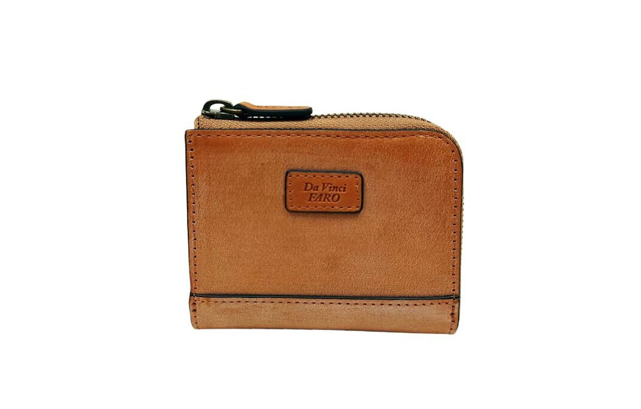 ダヴィンチファーロのコレクション「BRIGHTON Oak Bark L-zip Bi fold wallet」BROWN
