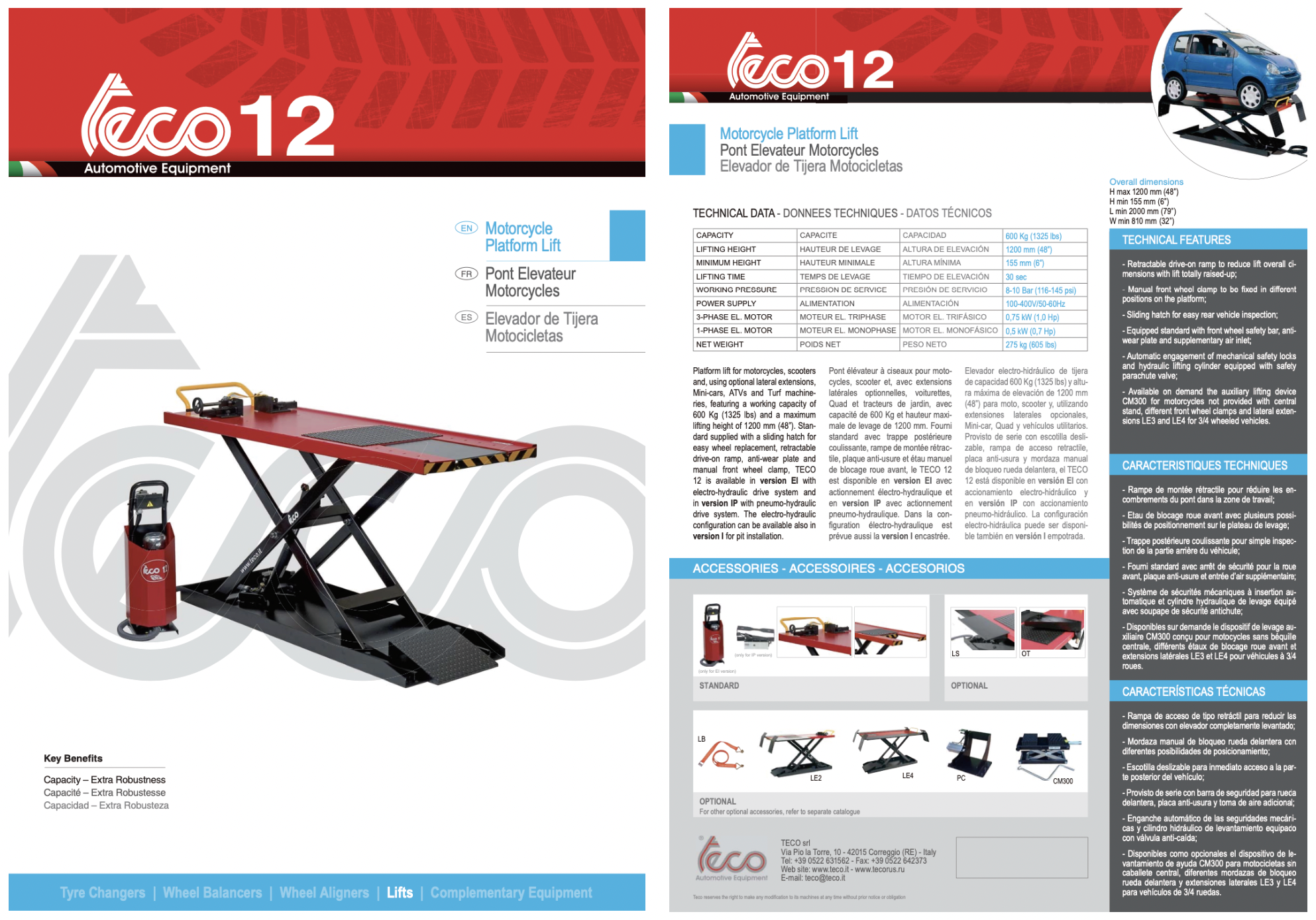 電動油圧バイクリフト TECO12