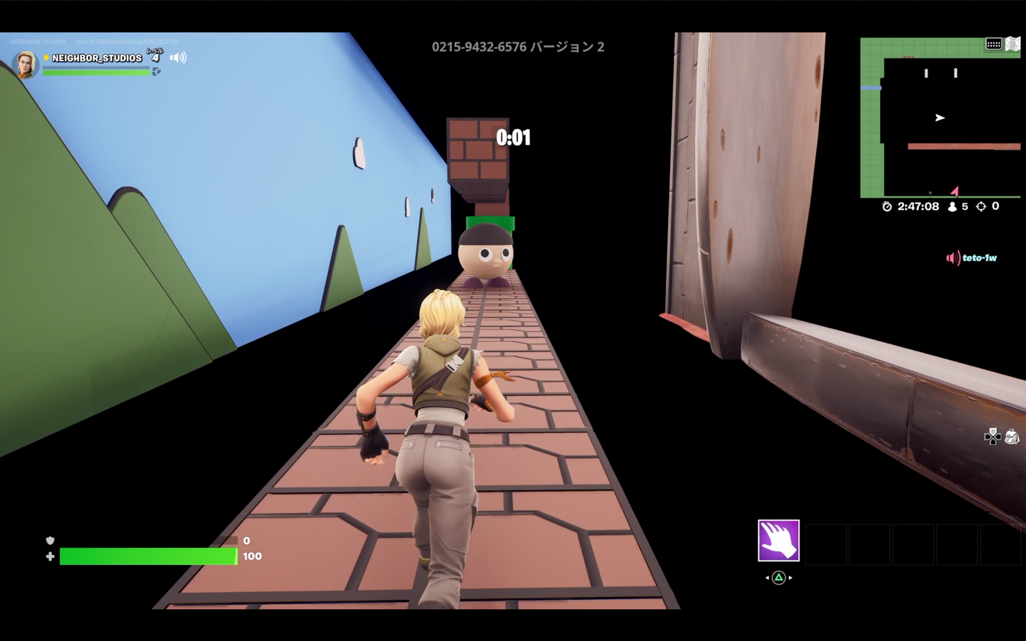 前方から迫ってくるロケスタくんをジャンプで飛び越えよう