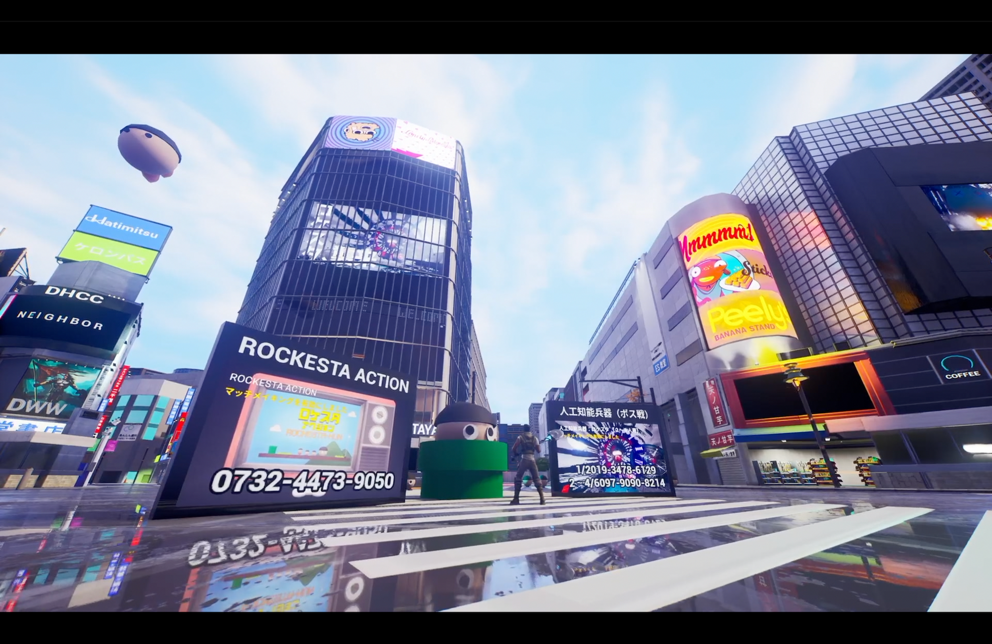 渋谷駅前にロケスタくんが登場