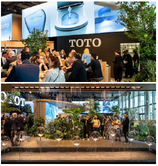 （上）ラウンジの様子（下）シャワー展示の様子