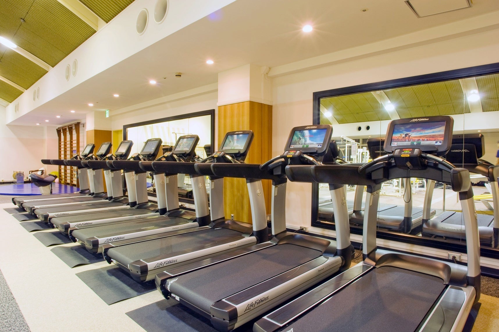 ランニングマシンのほか、多彩なトレーニングマシンが揃うジム