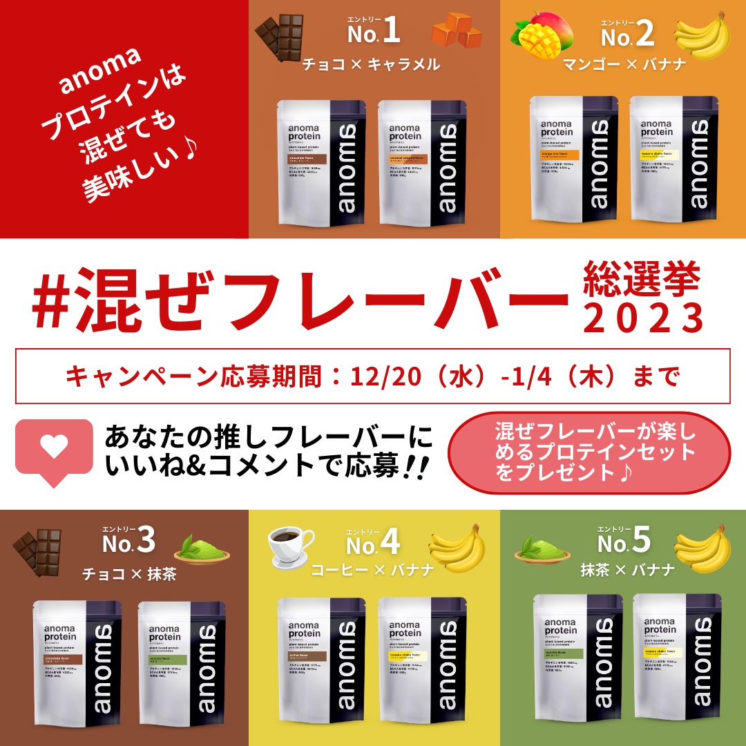 舌で選ぶ、anomaプロテインの人気フレーバー投票キャンペーン 舌で選ぶ、anomaプロテインの人気フレーバー投票キャンペーン