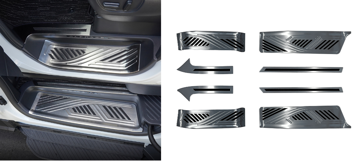 トヨタ新型アルファード、ヴェルファイア専用のサイドドア乗降口に装着する保護パーツ