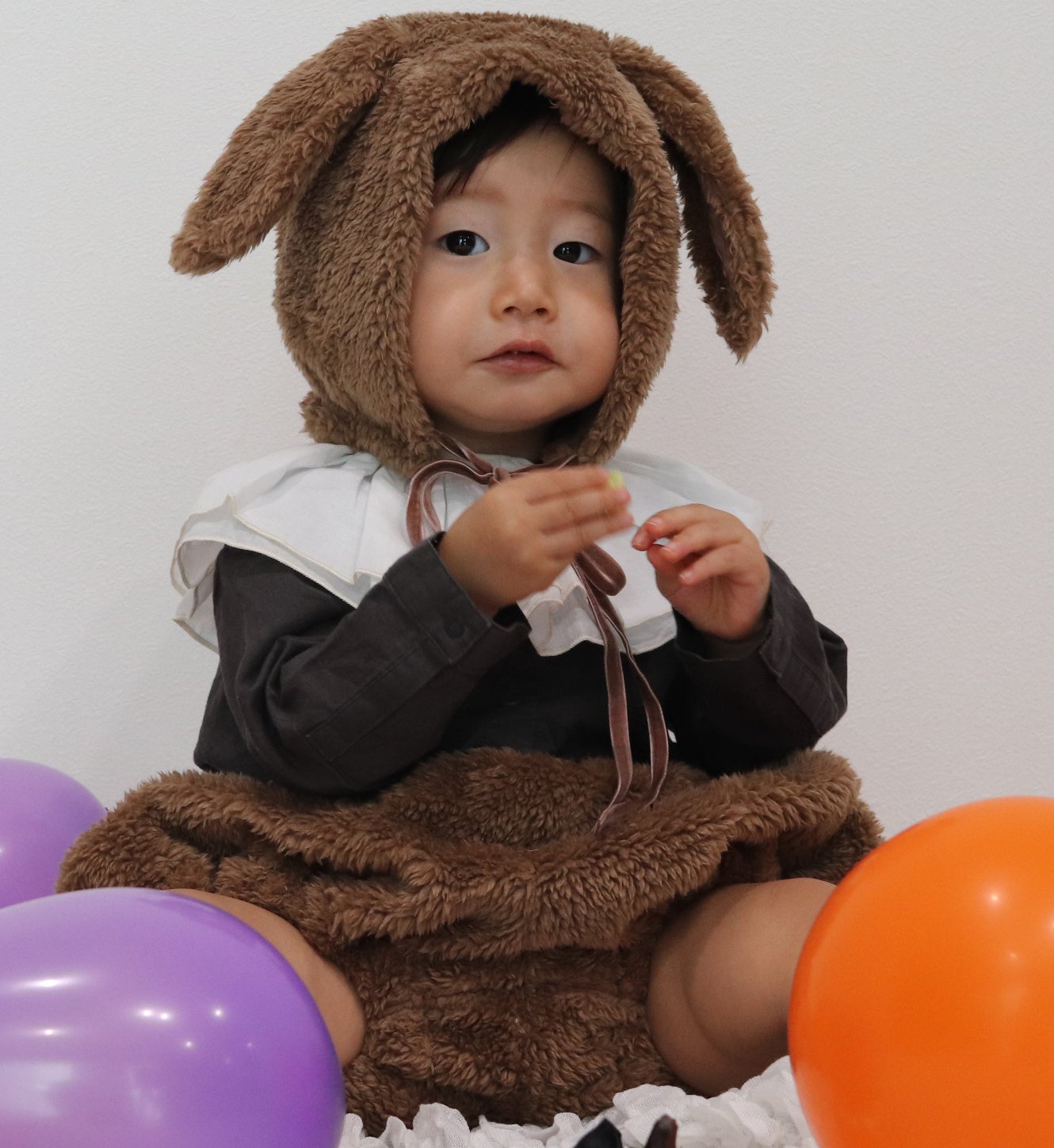 はむたぬき様オーダー　うさ耳帽子　羊ボンネット うさ耳ボンネット（ベージュ） 46～51㎝ ベビー帽子【受注生産