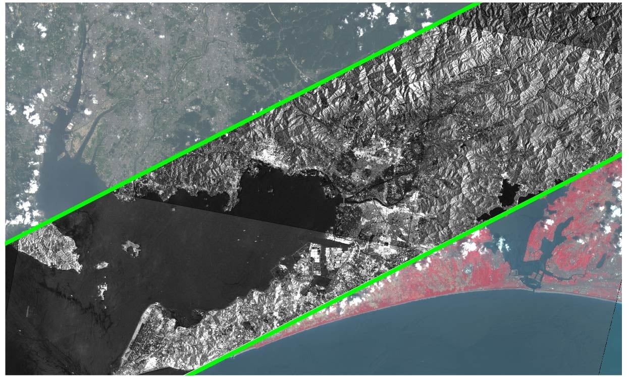 光学衛星およびSAR衛星により撮影された豊橋
